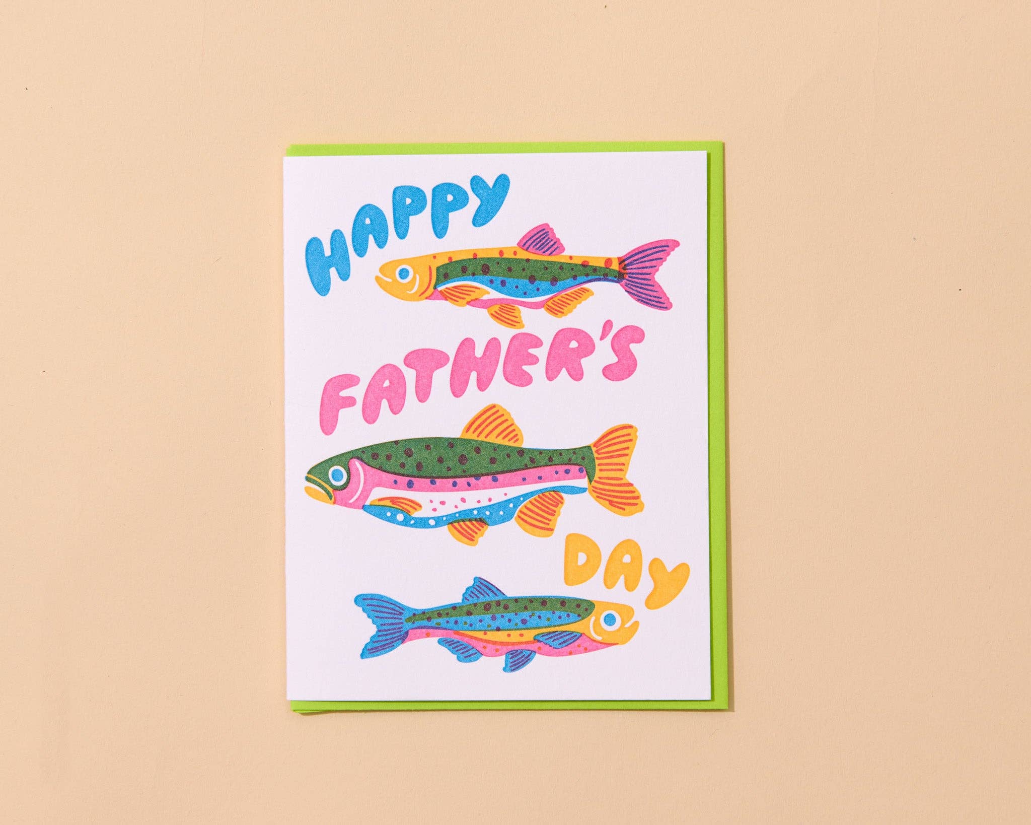Letterpress Rainbow Trout Father's Day Card