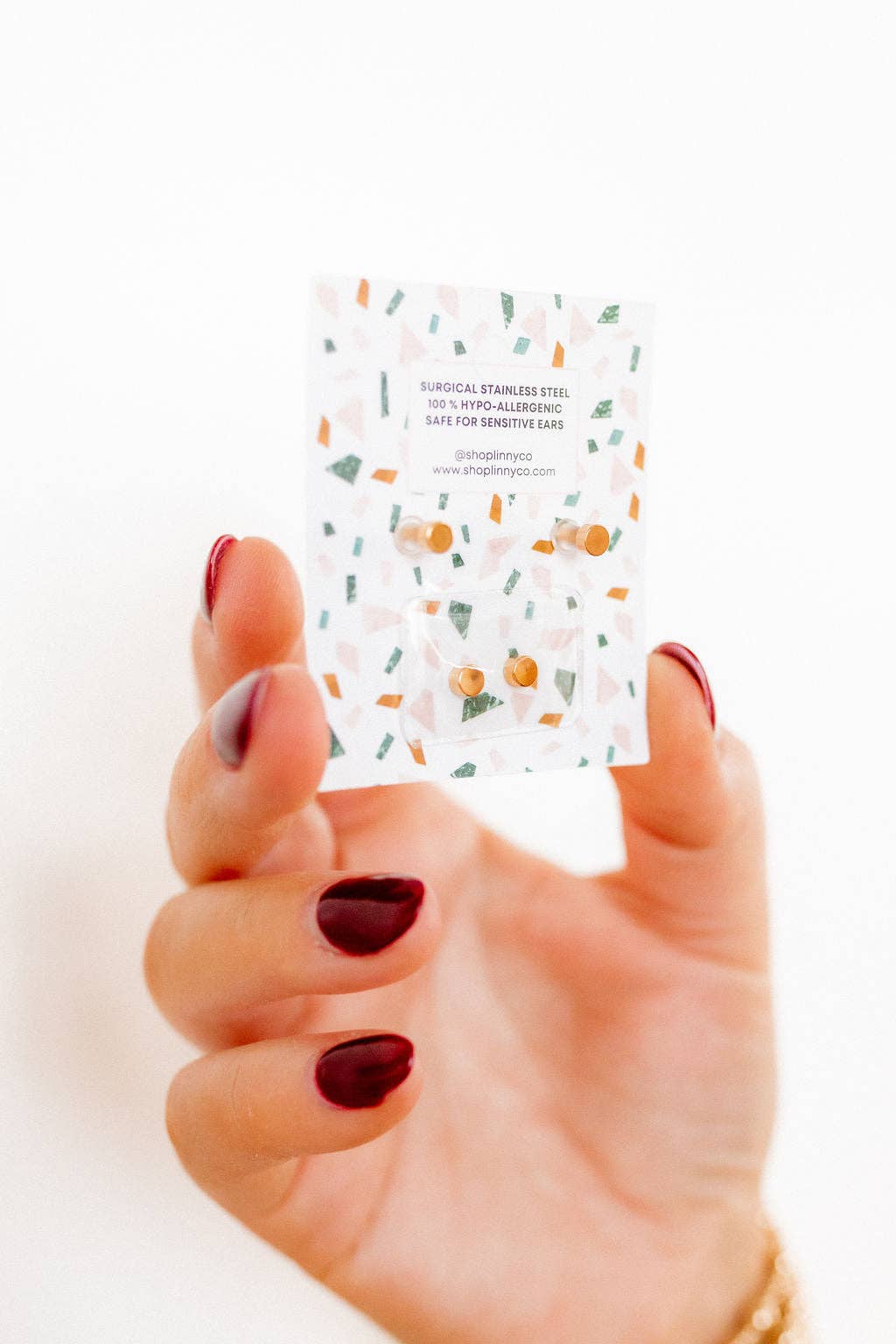 Gold Sparkle Clara Cross Screwback Stud Earrings