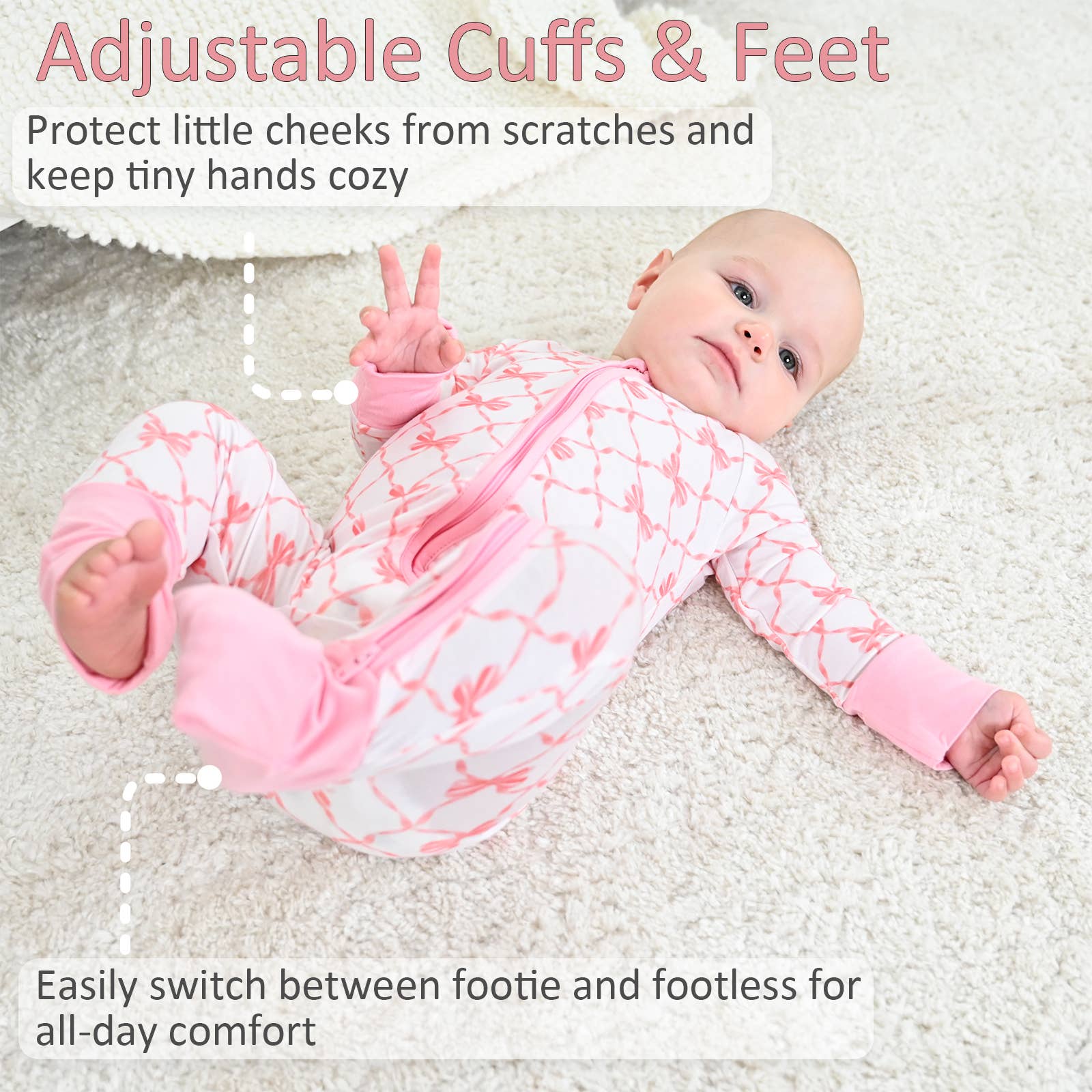 Beautiful Bows Bamboo Zipper Pajama