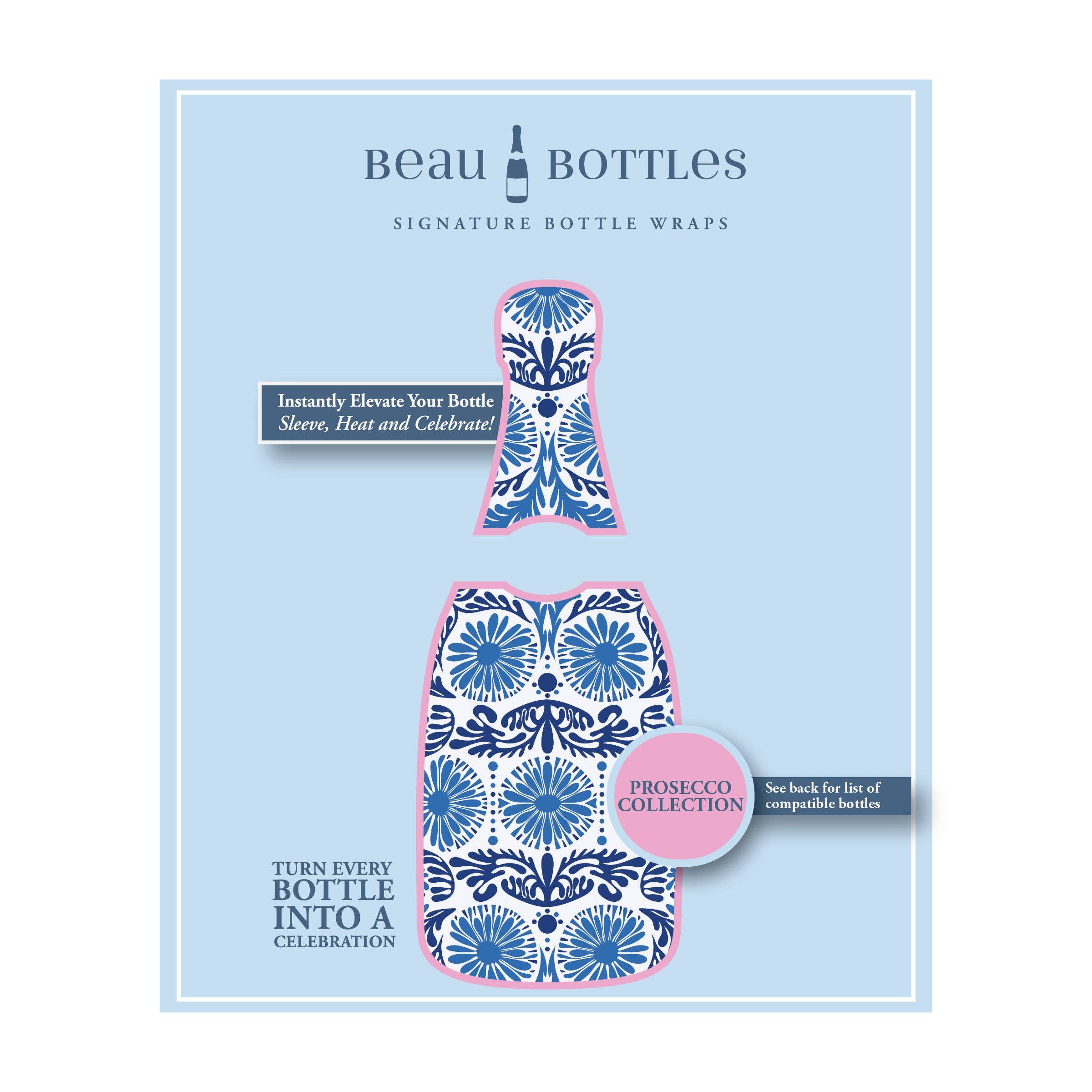 Beau Bottles x Sheridan French Collection - Navy Jardin - Prosecco Collection