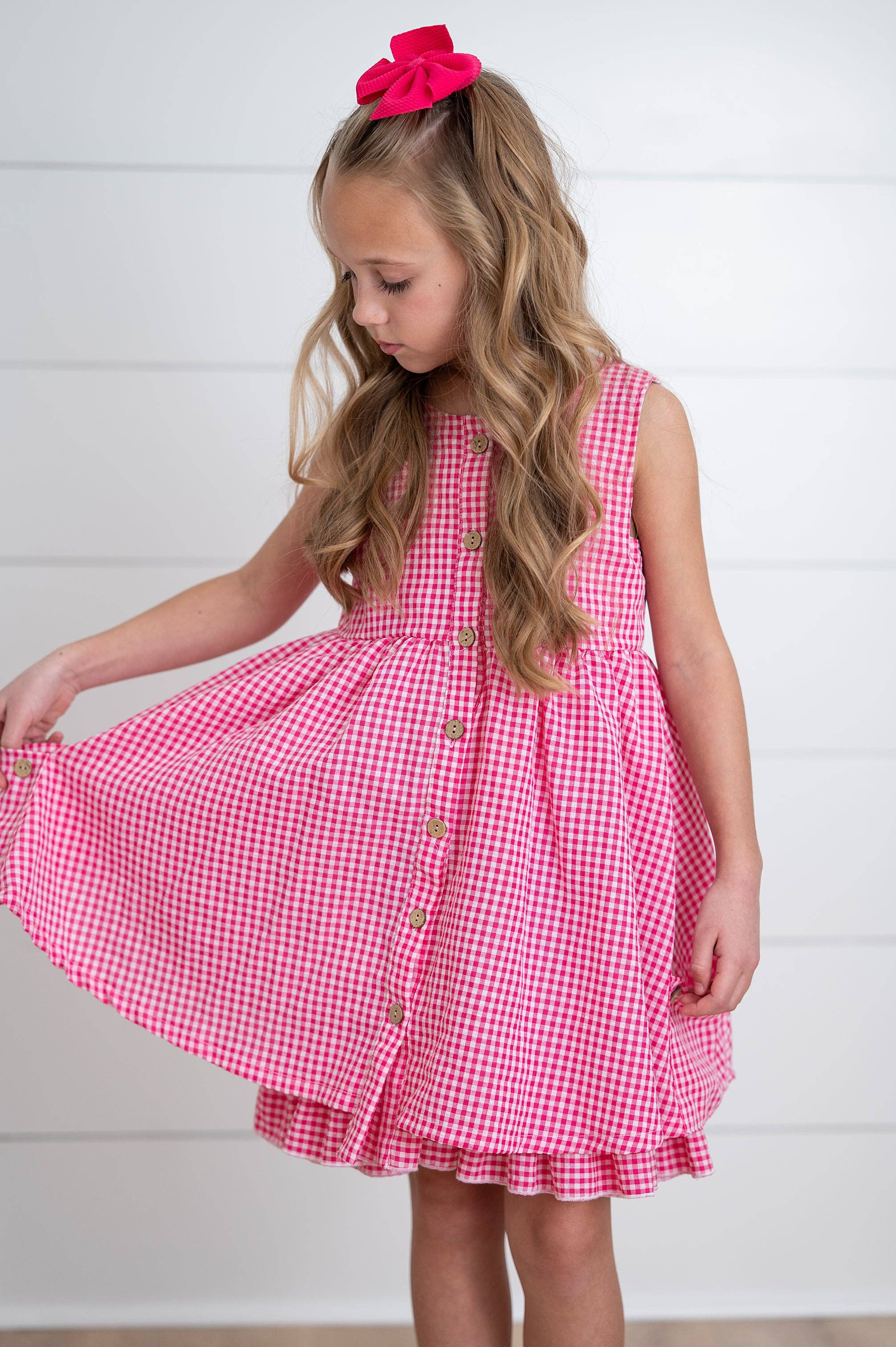 Brooke Hot Pink Gingham Summer Dress