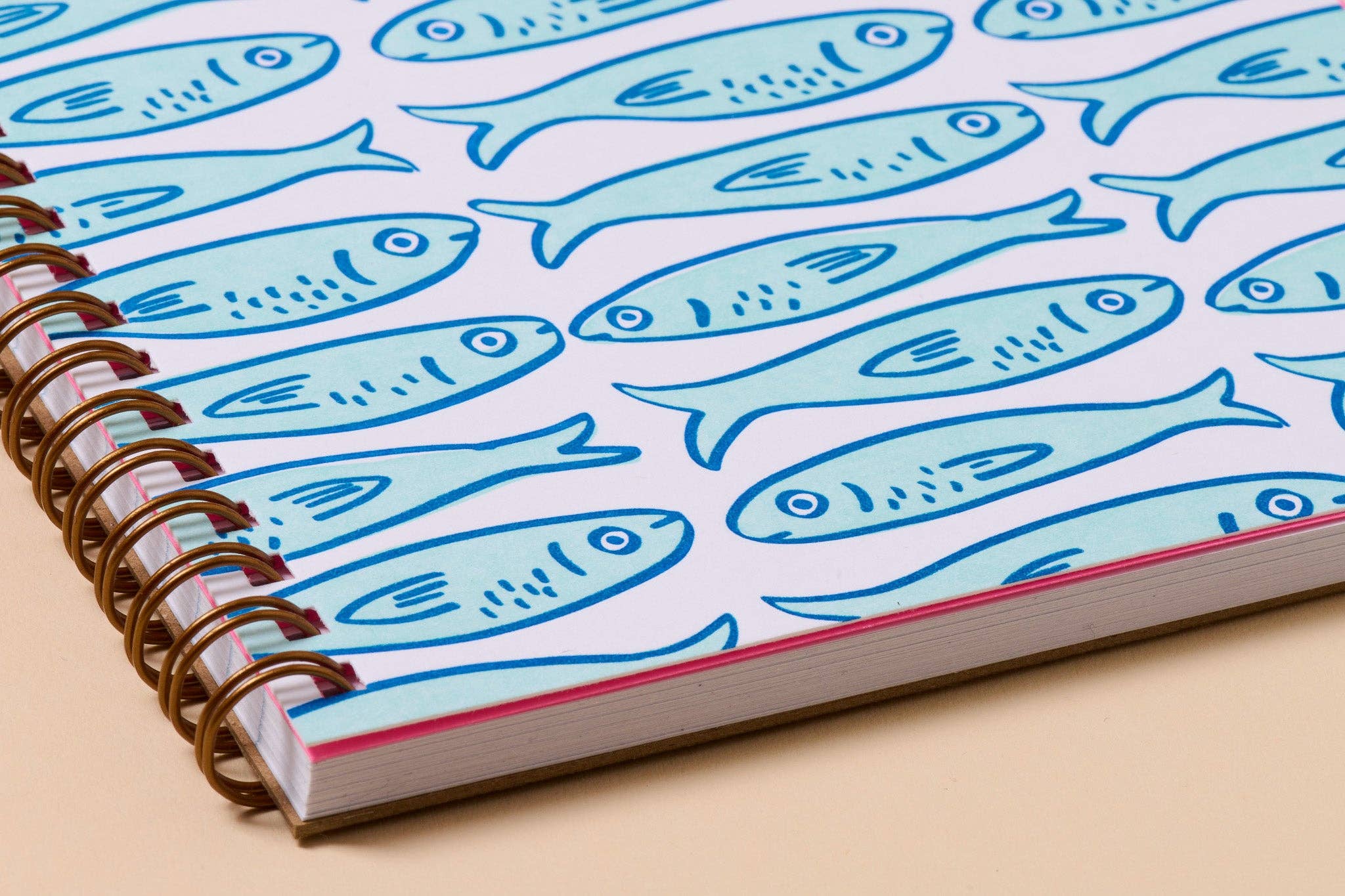 Letterpress Sardine Fish A5 Spiral Notebook