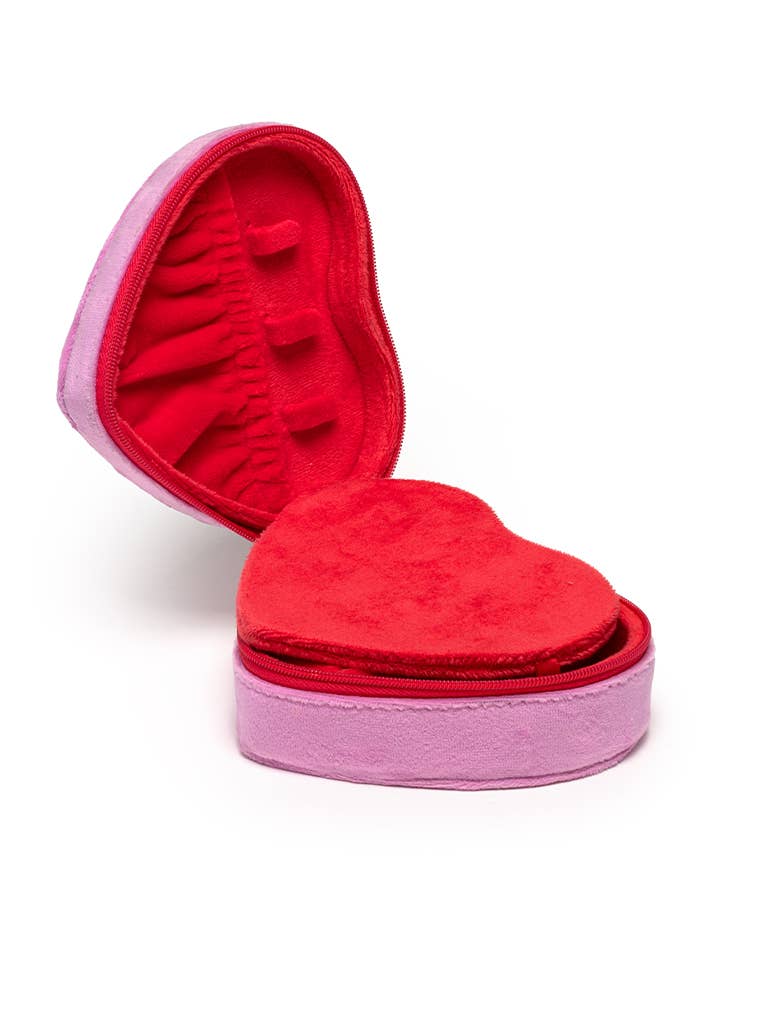 Heart Shaped Velvet Jewelry Case