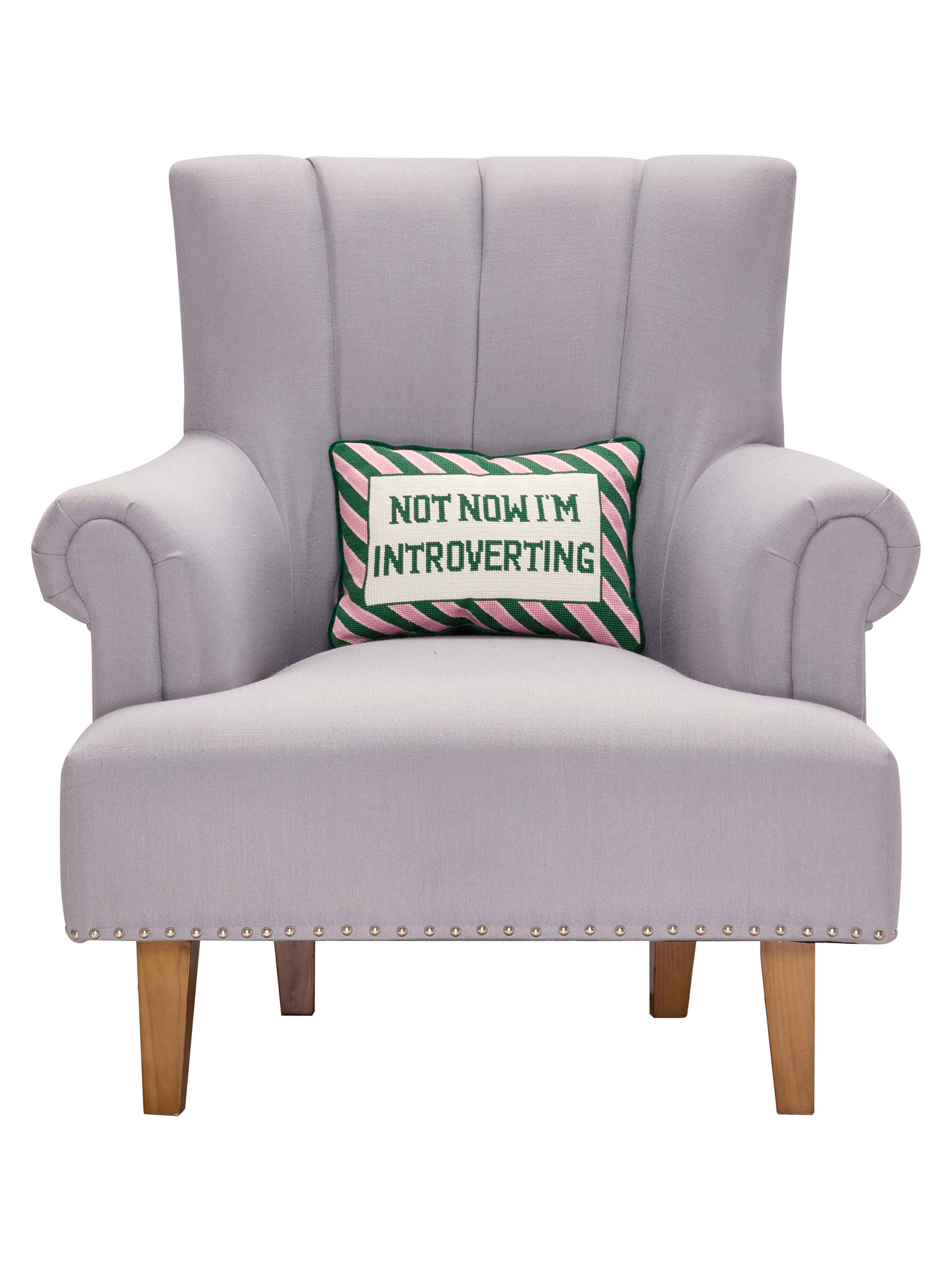'Not Now I'm Introverting' Embroidered Pillow
