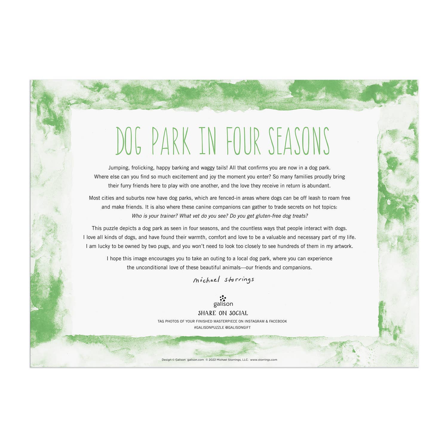 Michael Storrings Dog Park in Four Seasons 1000 Piece Puzzle