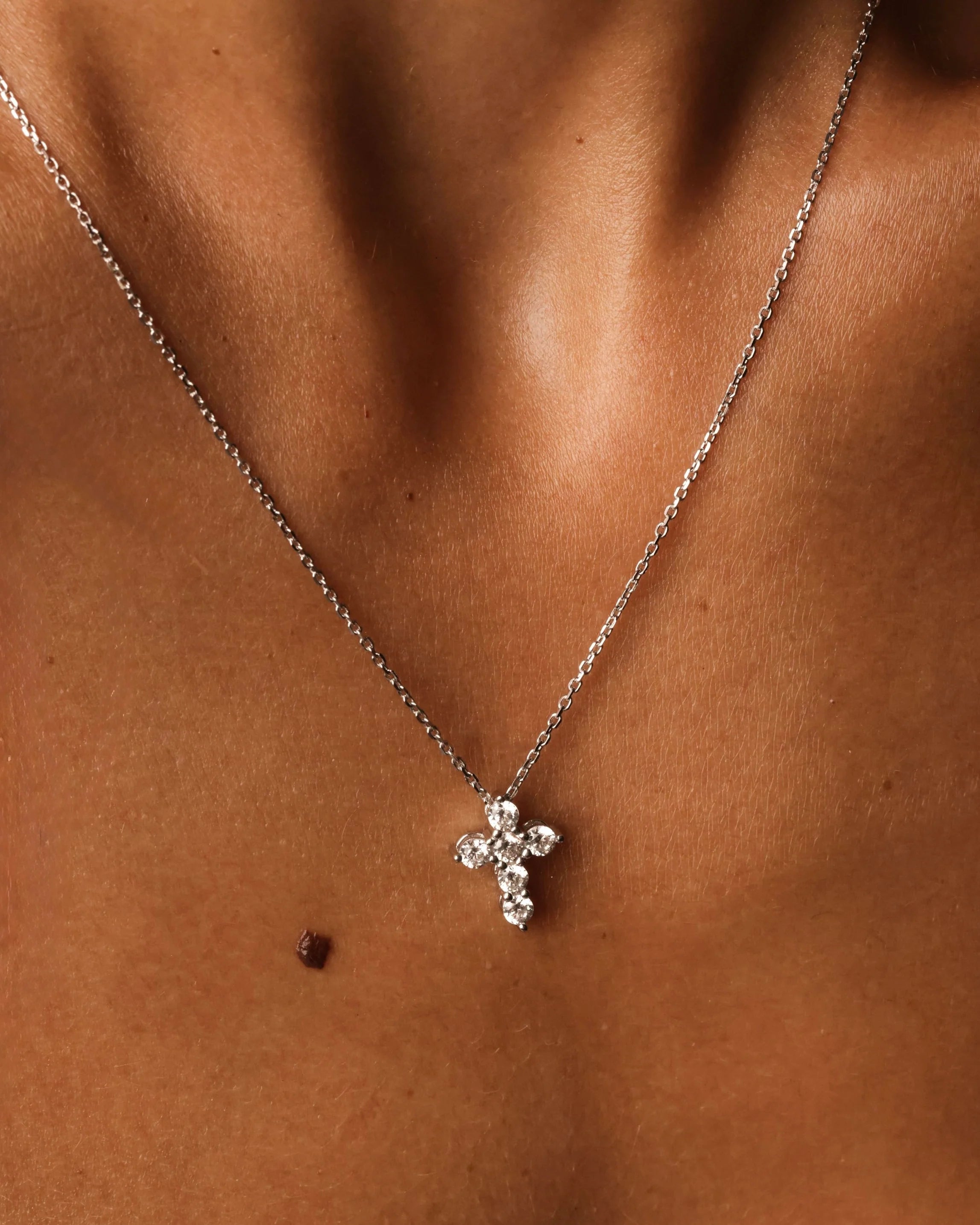 The 16" Silver Cross Necklace