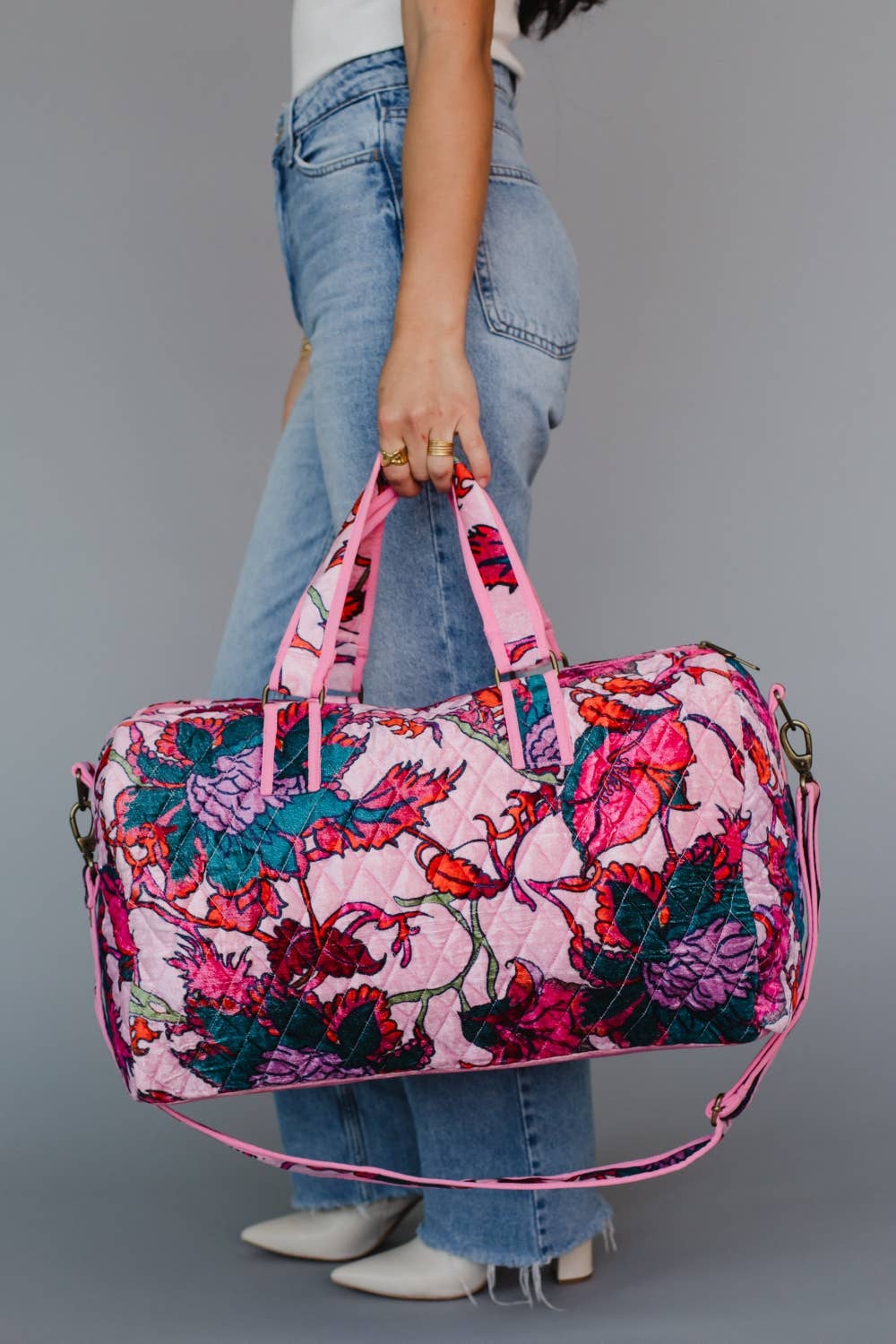 Light Pink Floral Duffel