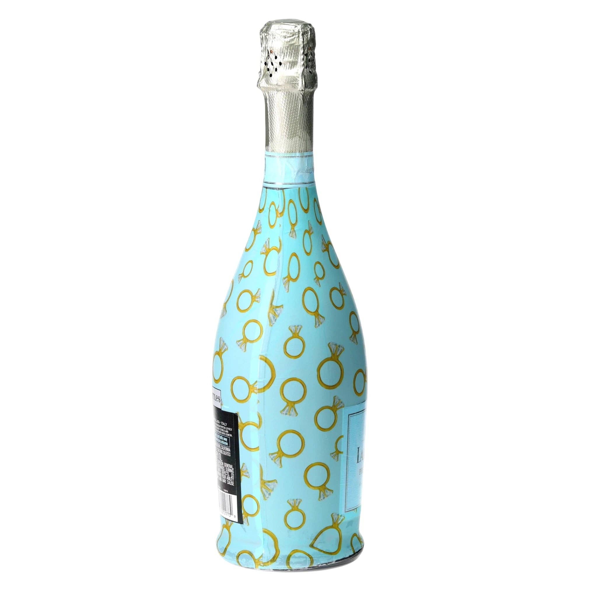 Blue Engagement Ring Prosecco Bottle Wrap