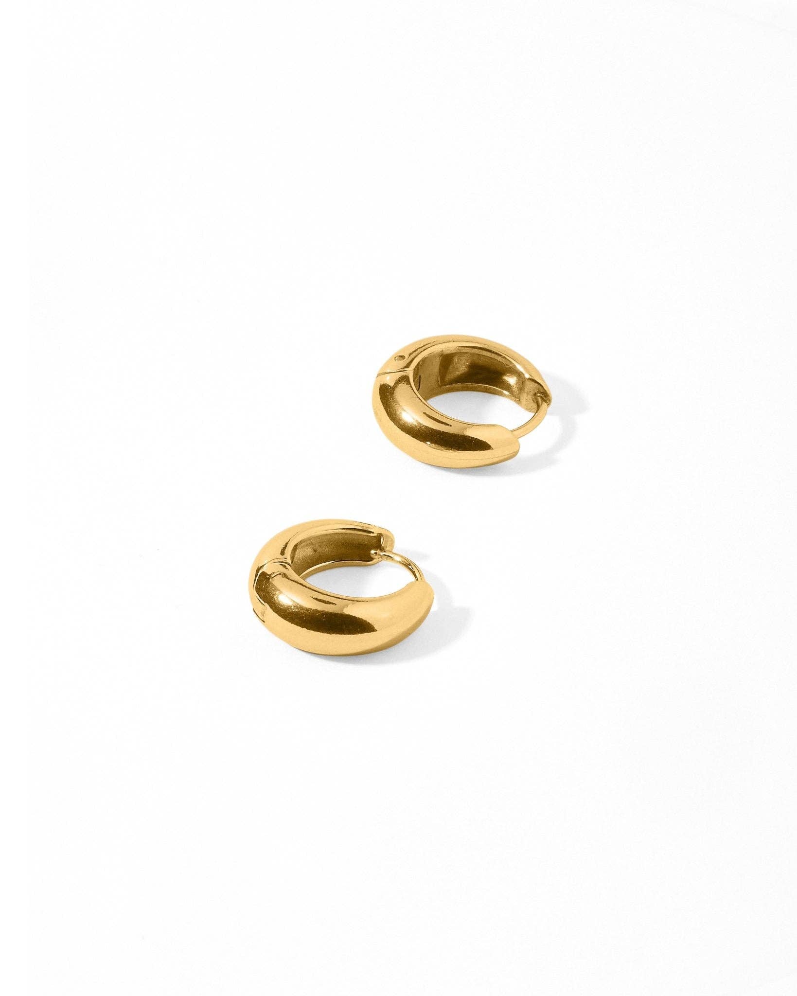 Gold 10mm Sunday Hoop Huggie Earrings