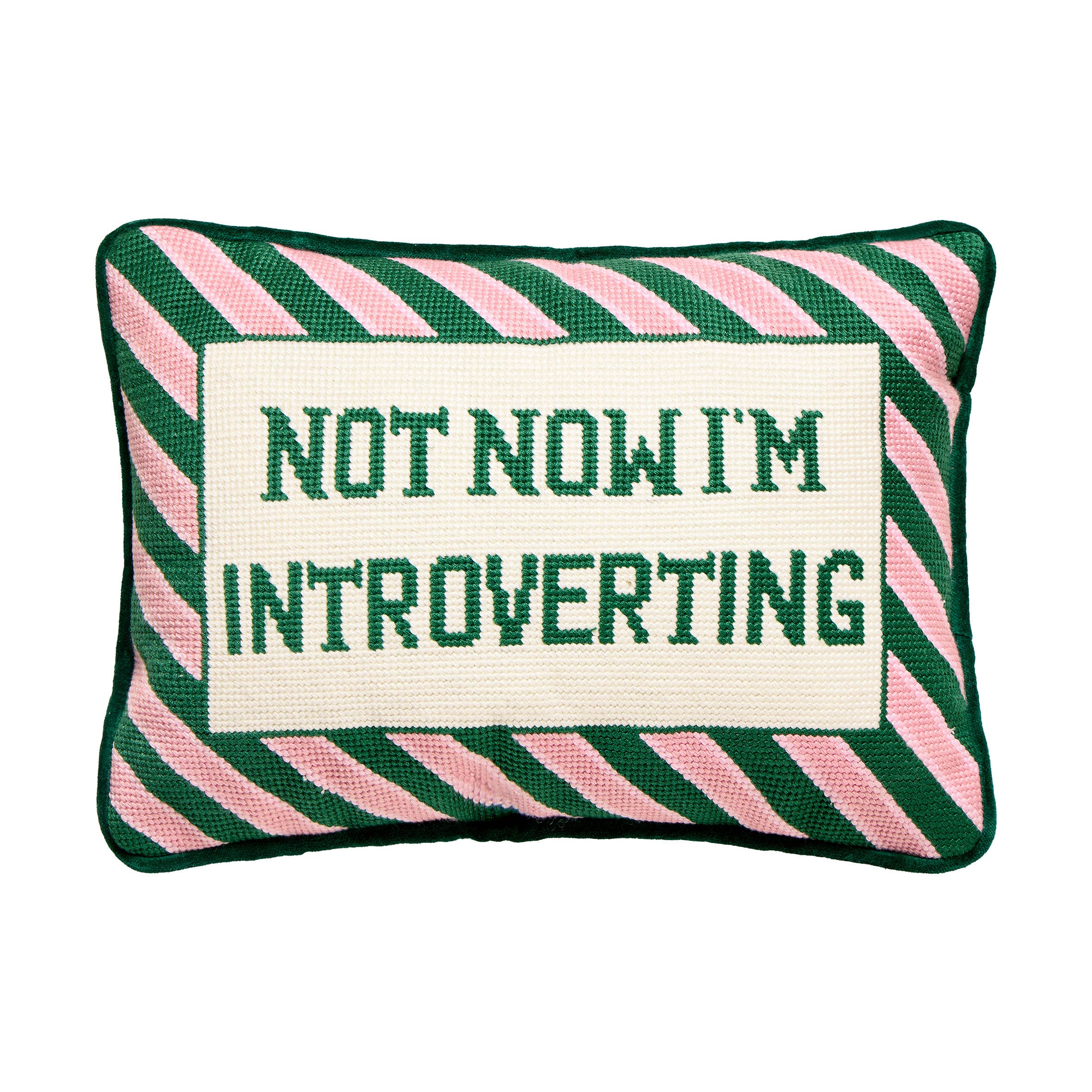 'Not Now I'm Introverting' Embroidered Pillow