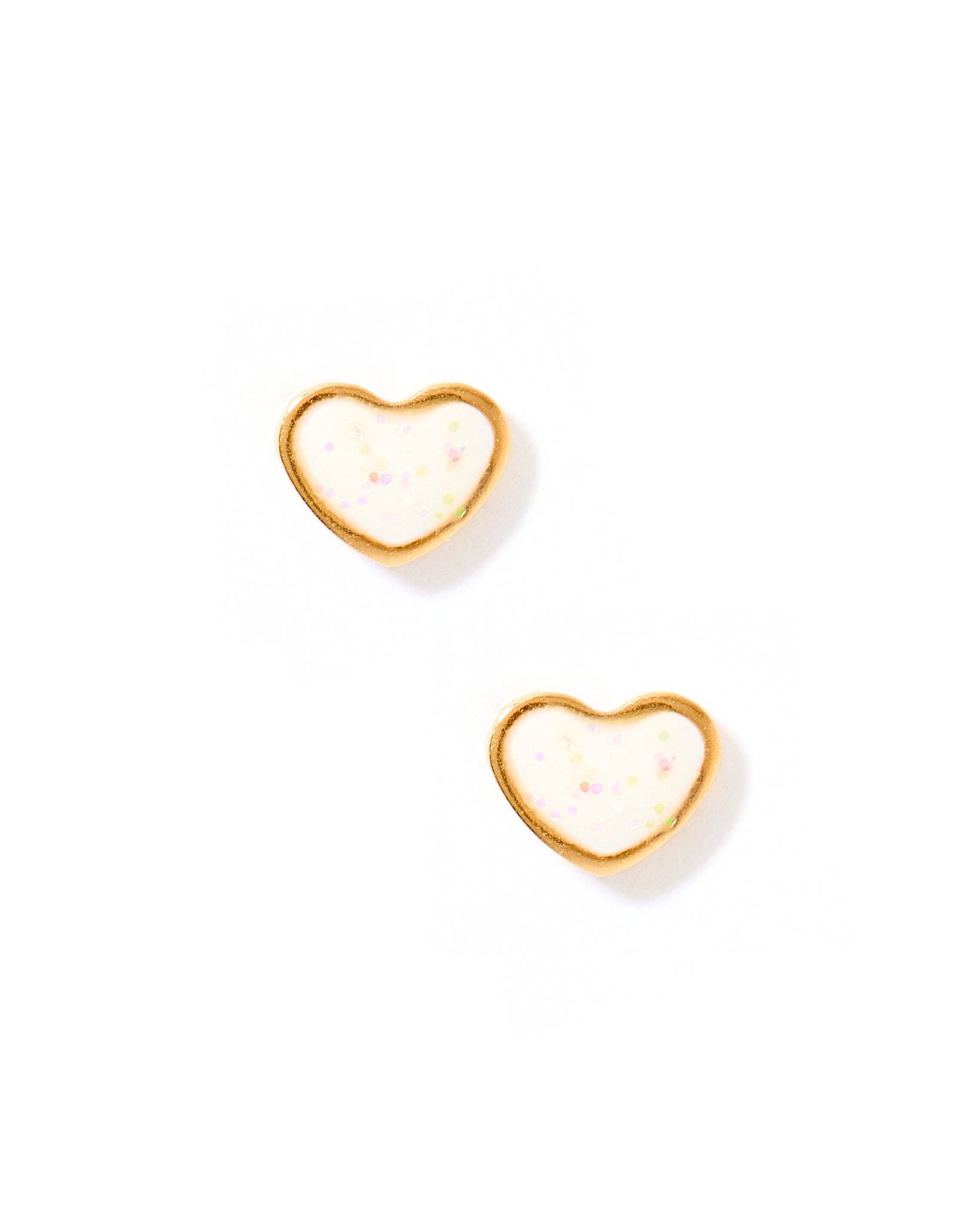 White Nora Heart Screwback Stud Earrings