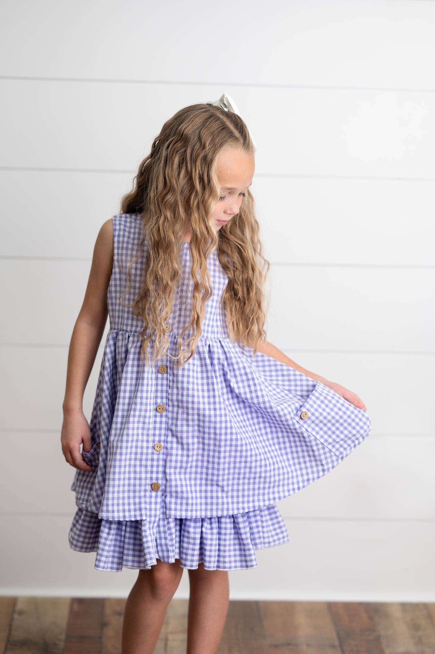 Lavender Gingham Pocket Dress