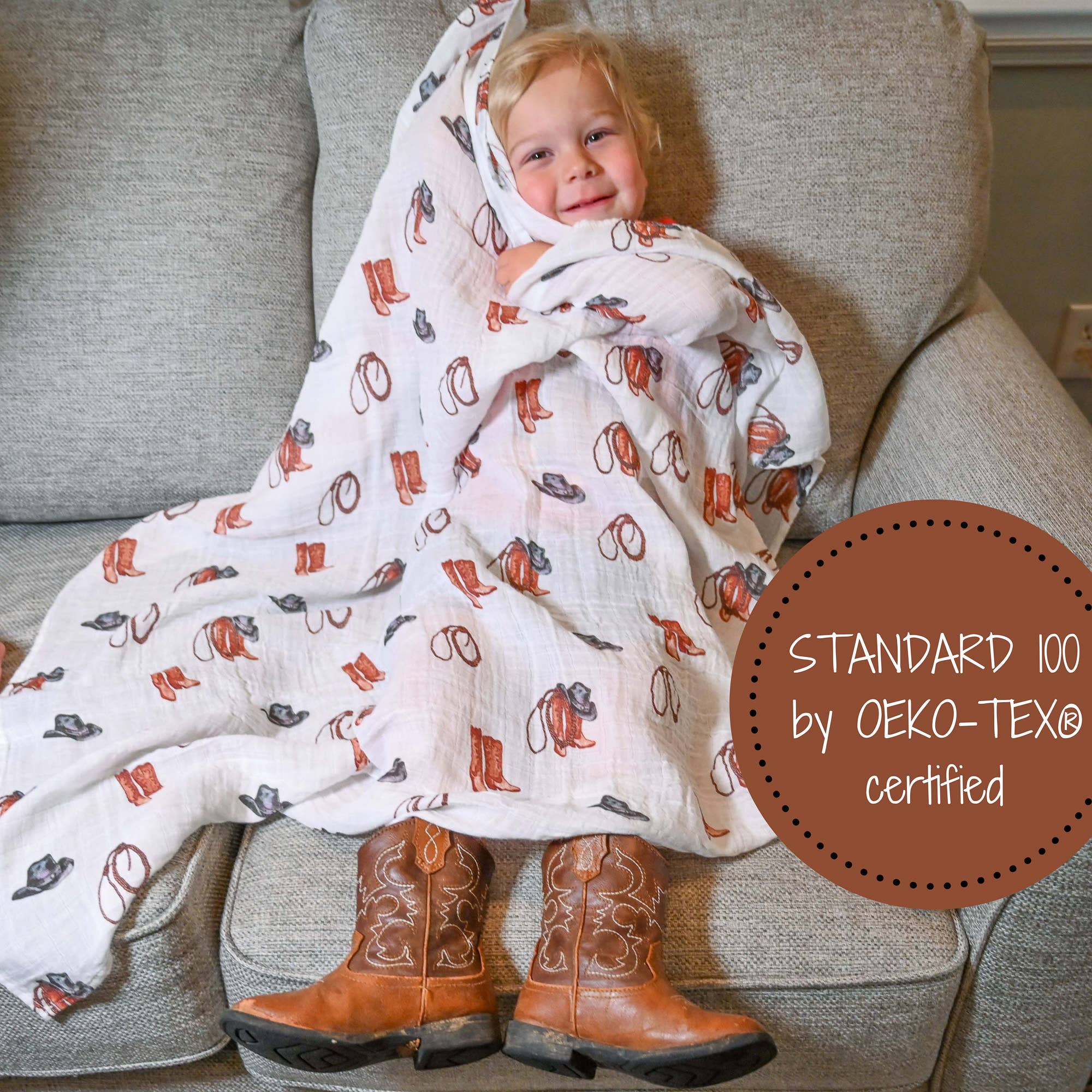 Life Is Better In Boots Muslin Swaddle Blanket