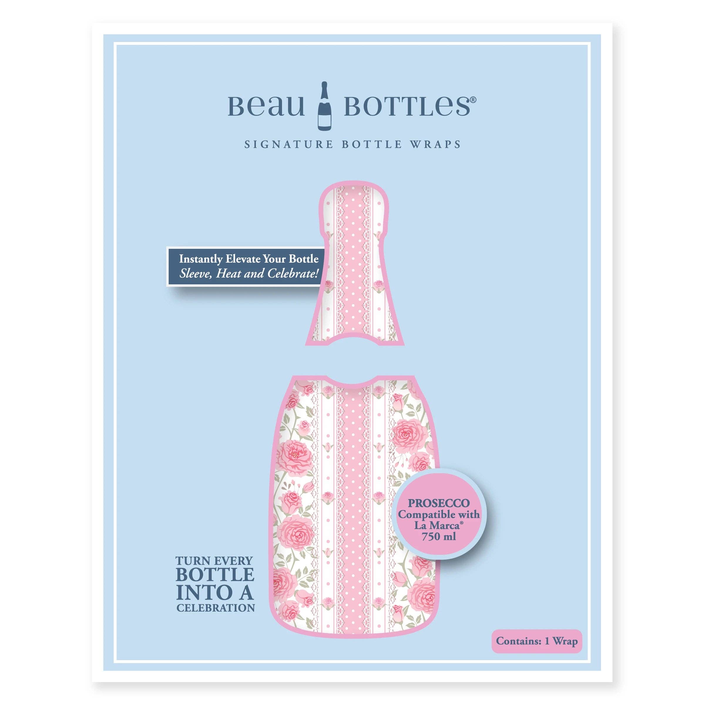 Pink Chateau Rose Stripe Prosecco Bottle Wrap