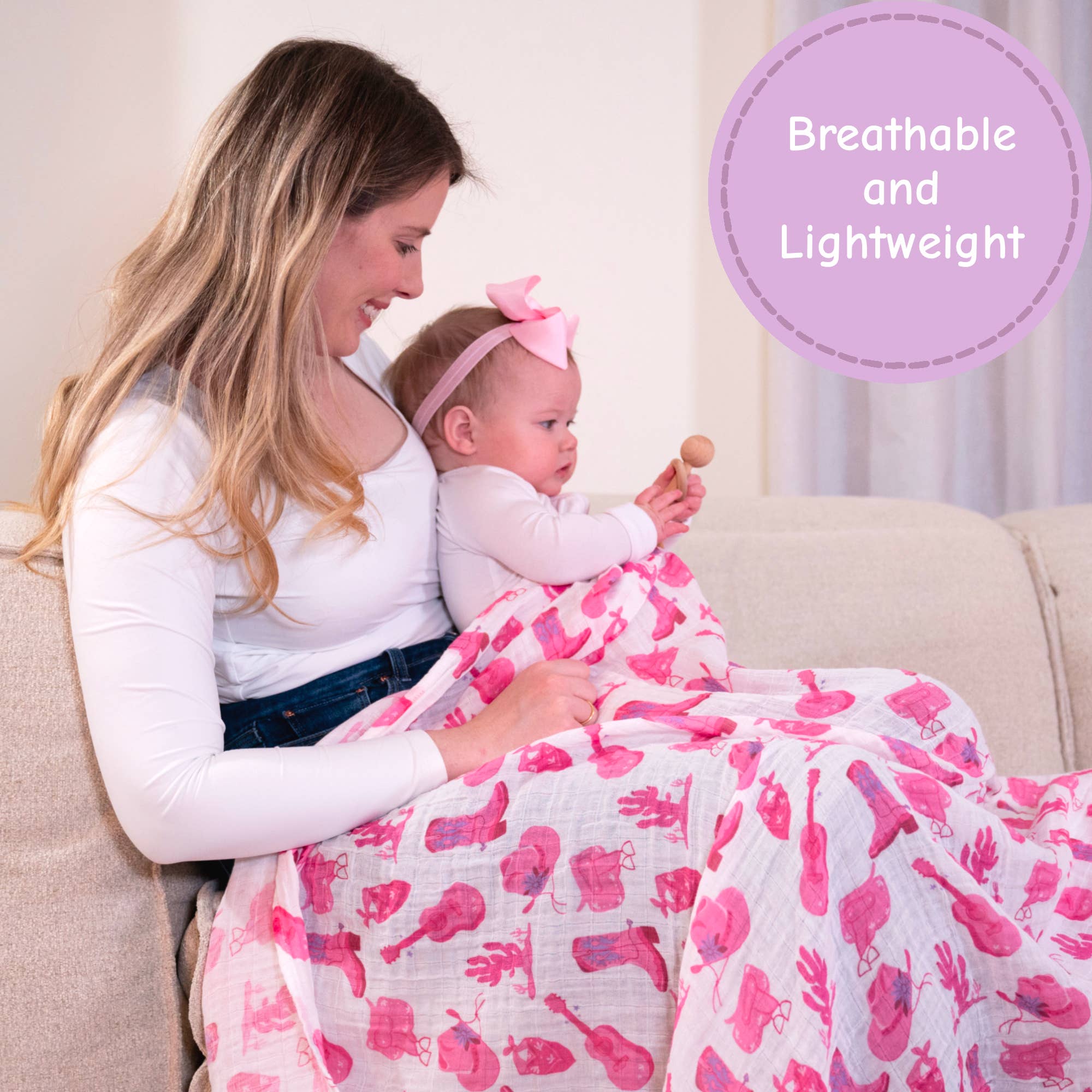 Let's Go Girls Cowgirl Muslin Swaddle
