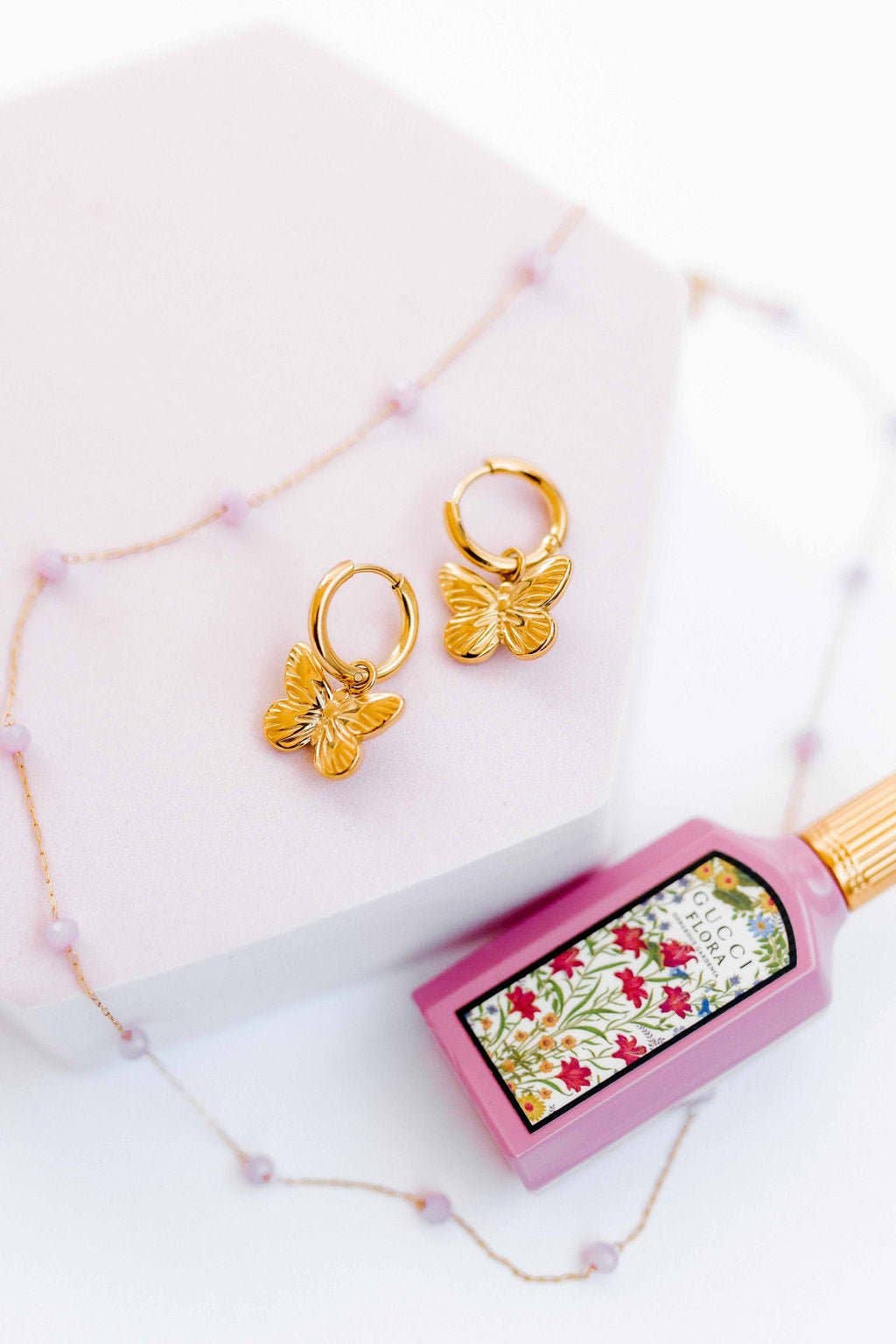 Gold Faye Butterfly Huggie Charm Earrings