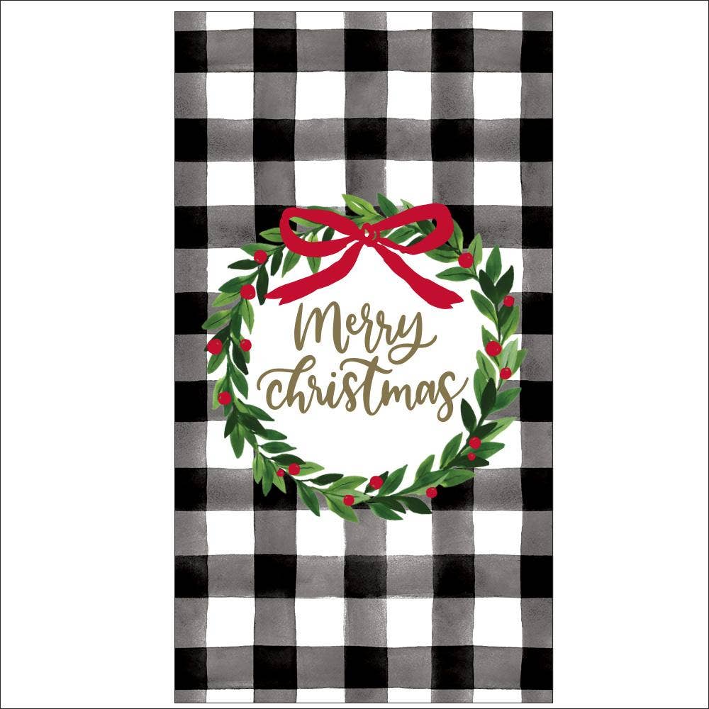 Check Wreath Merry Christmas Guest Towels