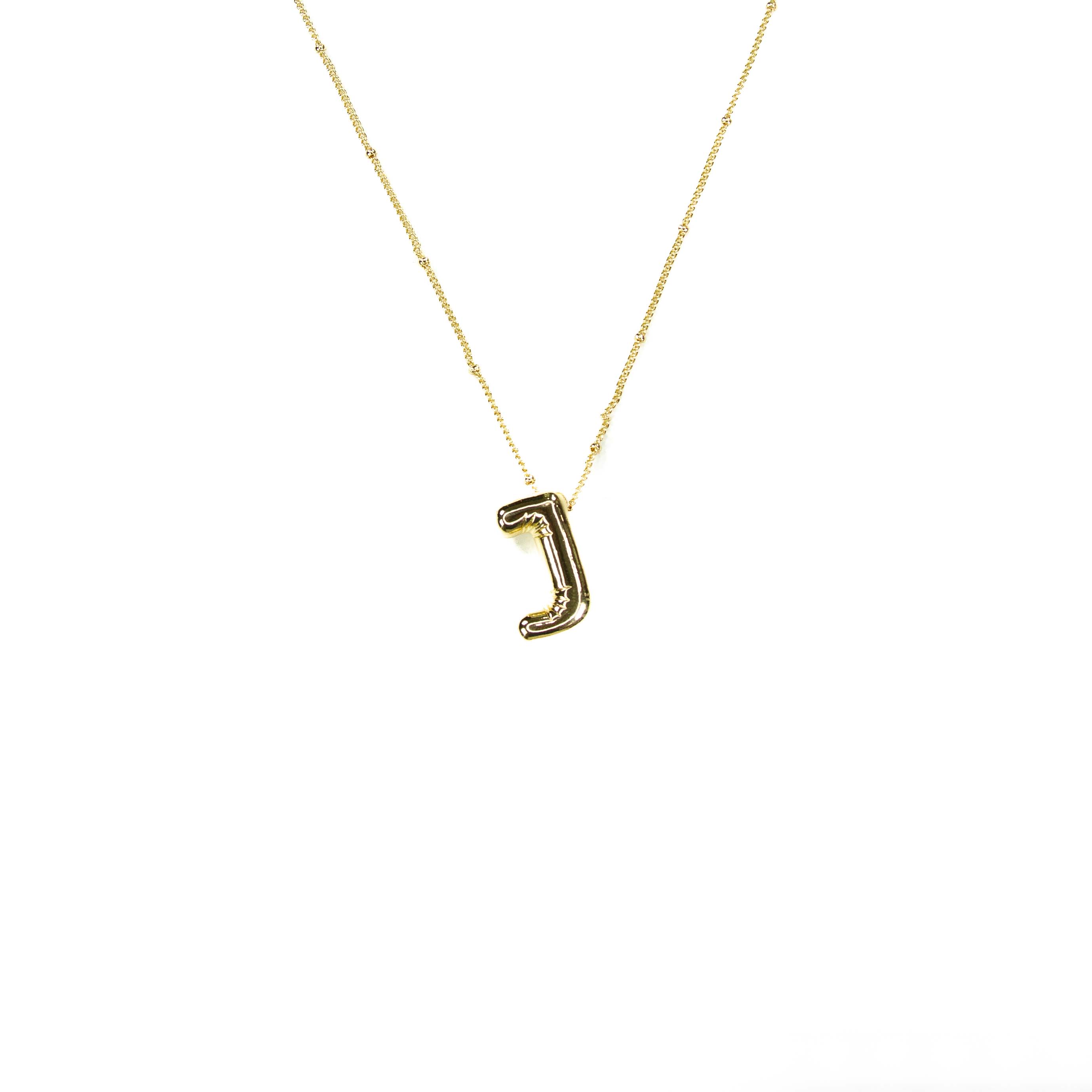 BIG Initial Balloon Bubble 18K Gold Necklace