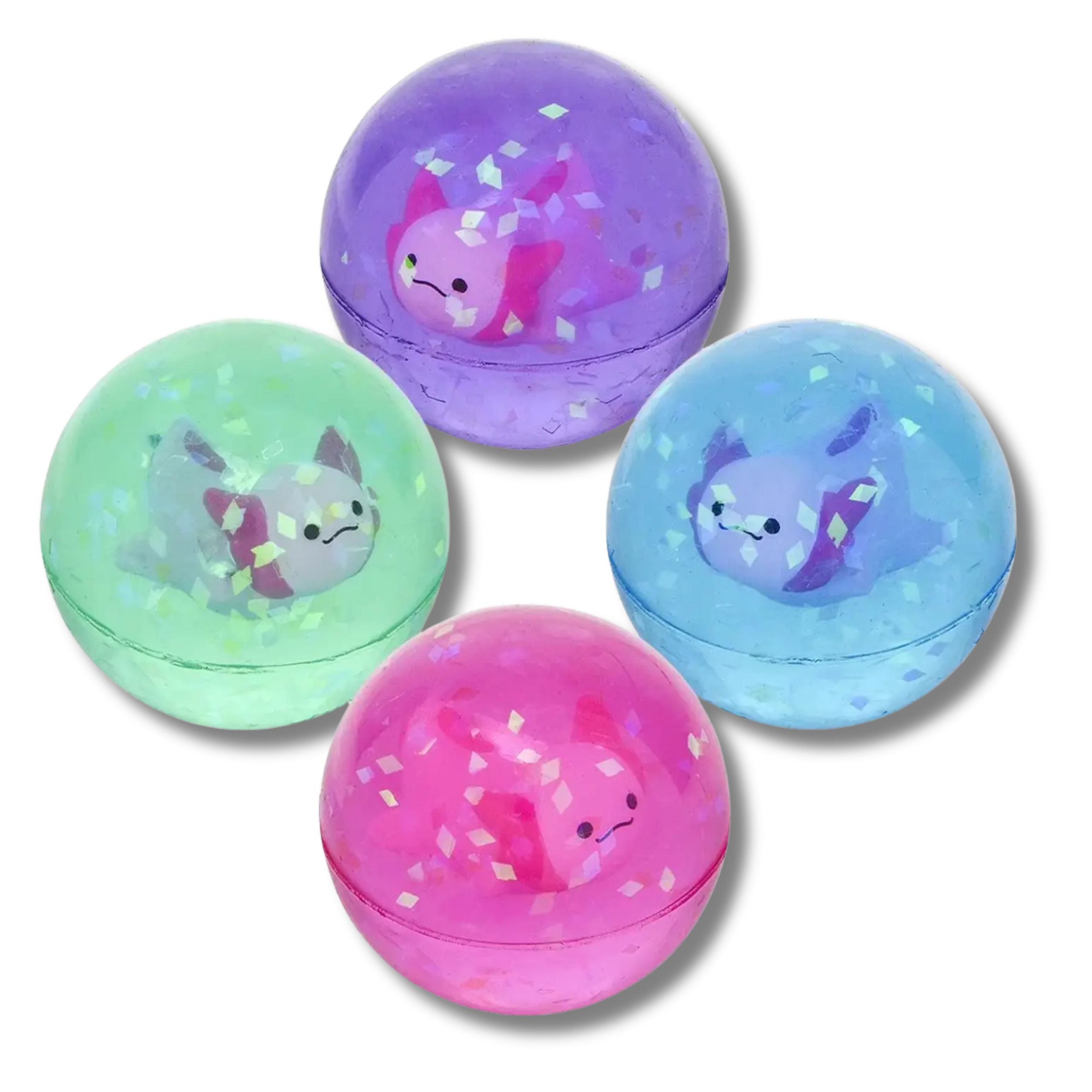 Glitter Axolotl Bouncy Ball