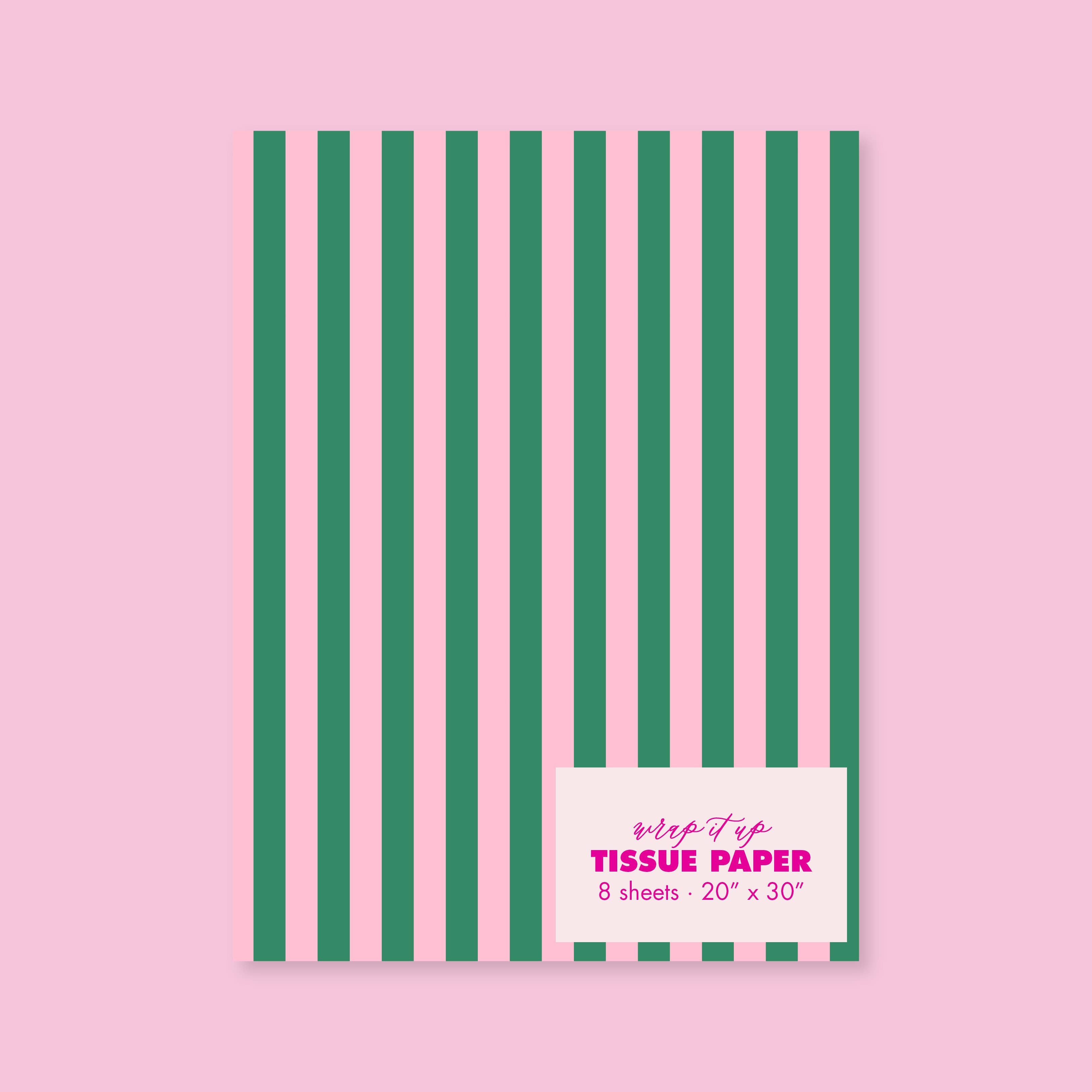 Green/Pink Cabana Stripe Tissue Paper Pack