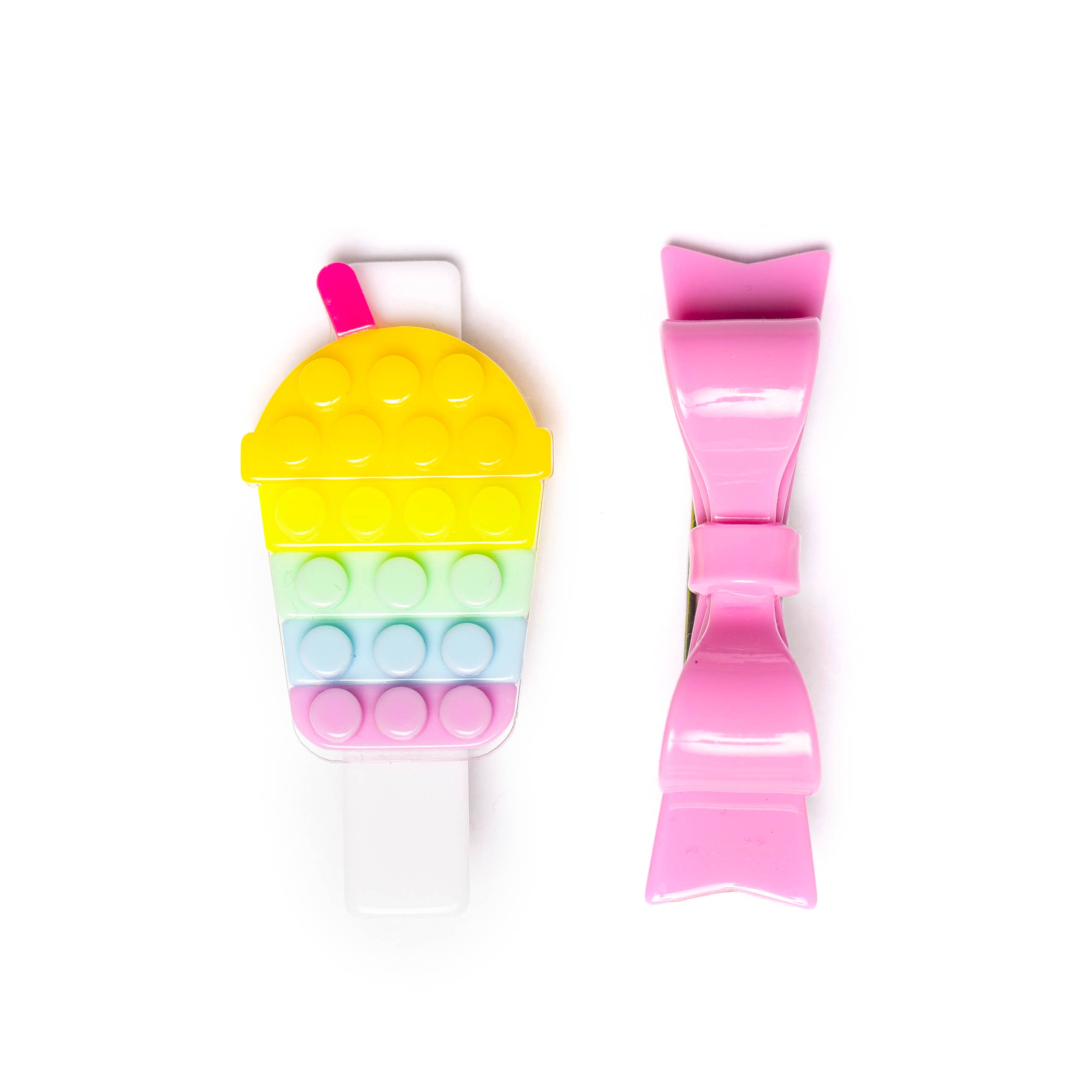 Playful Bubble Tea & Candy Pink Bowtie Clips