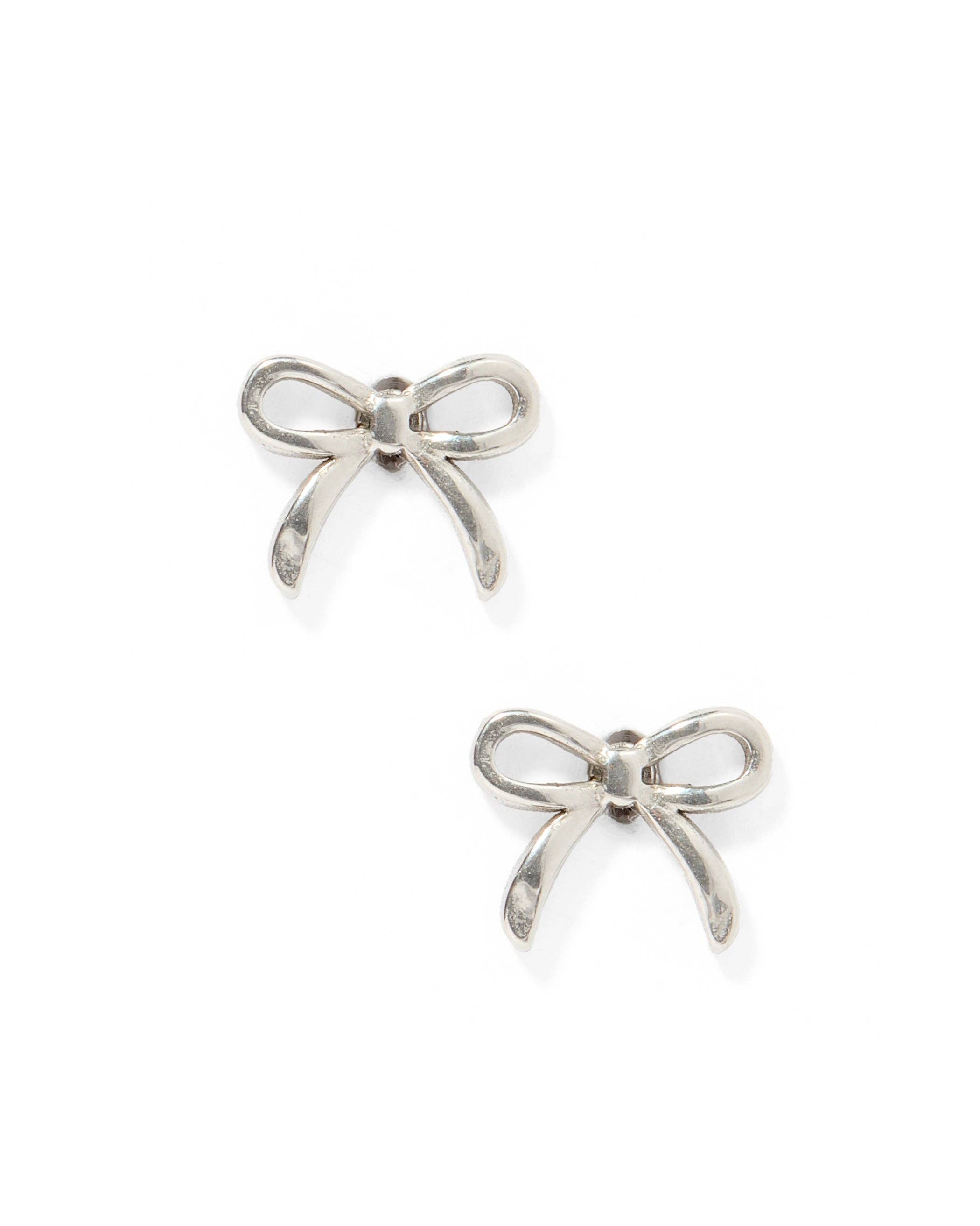 Silver Sadie Bow Screwback Stud Earrings
