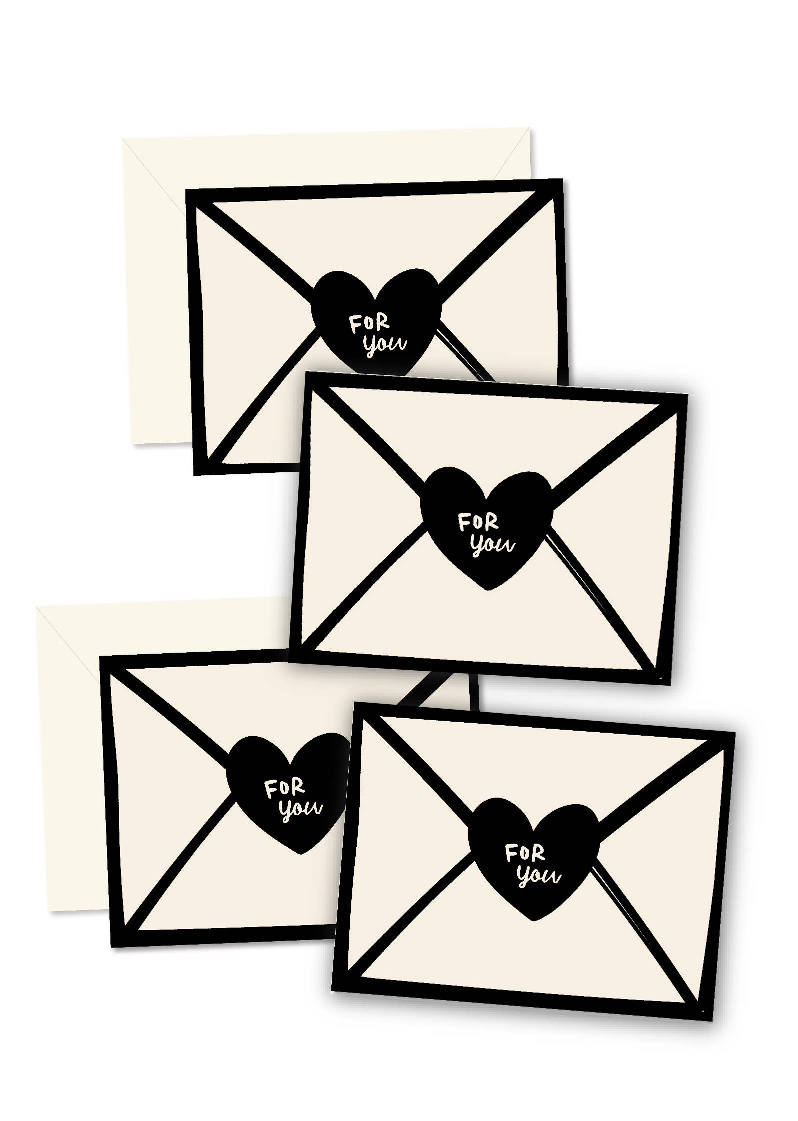For You Love Letter Black Greeting Cards Boxed Set