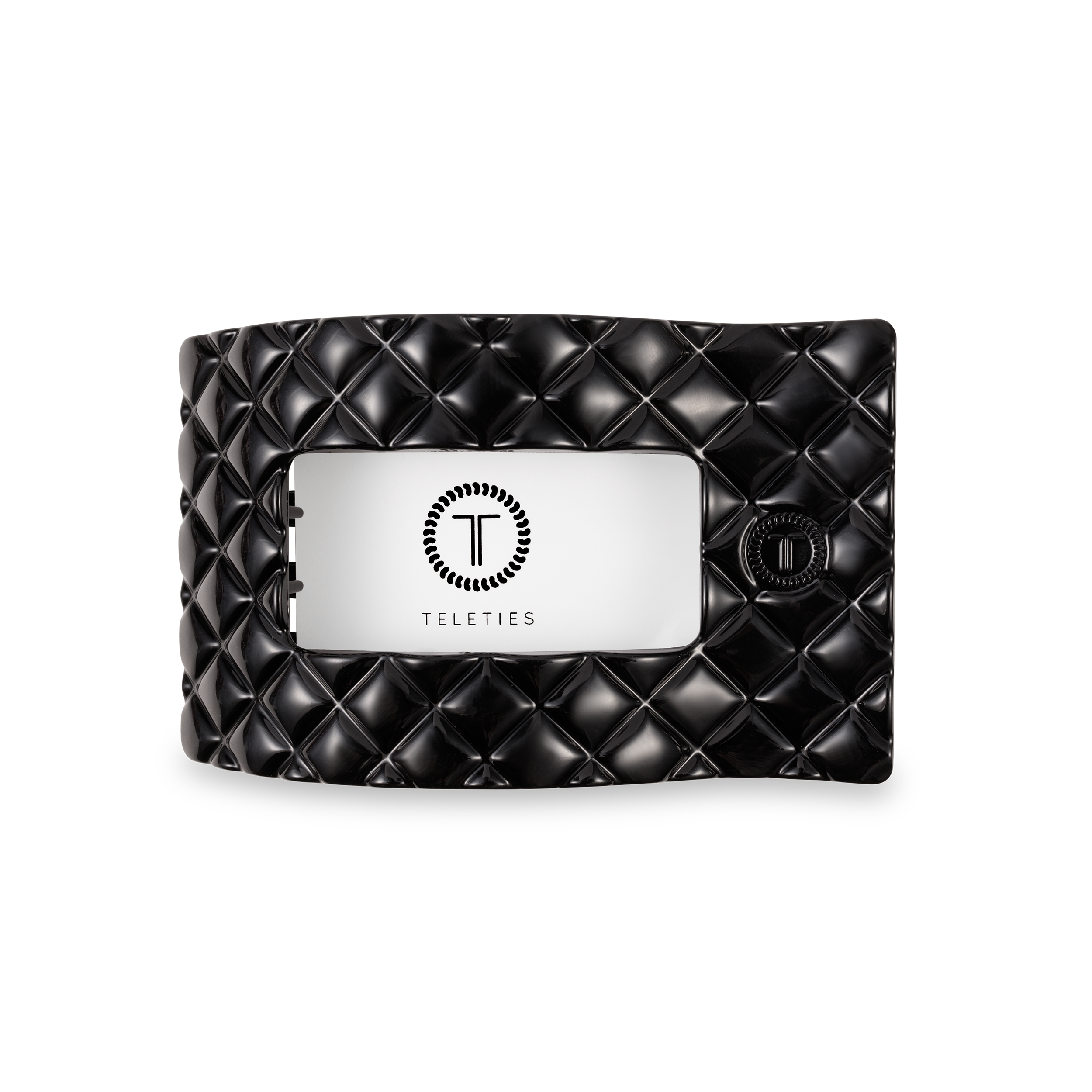 Flat Rectangle Hair Clip | Medium | Jet Black Quilted