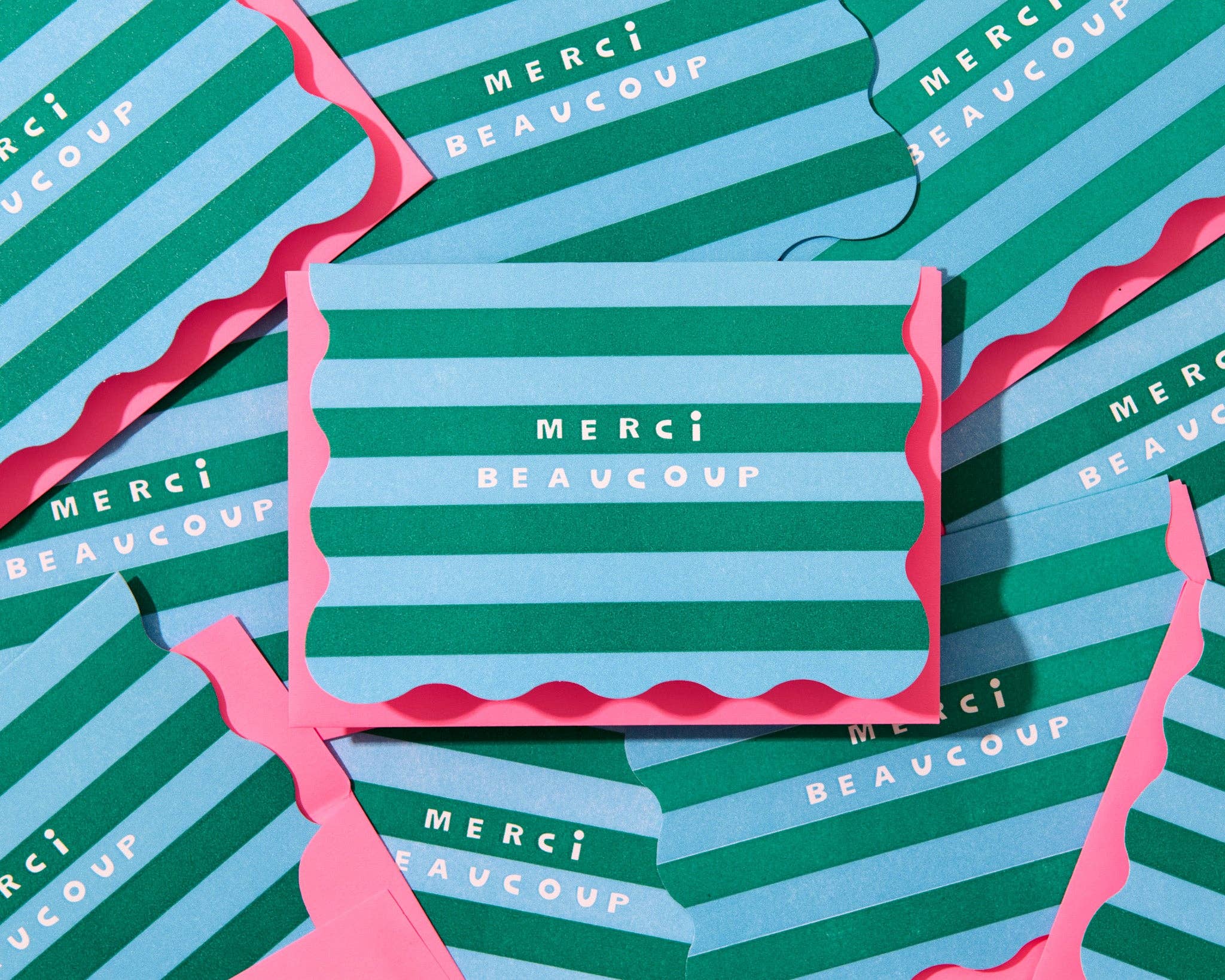 Letterpress Merci Stripe Boxed Set Notecards