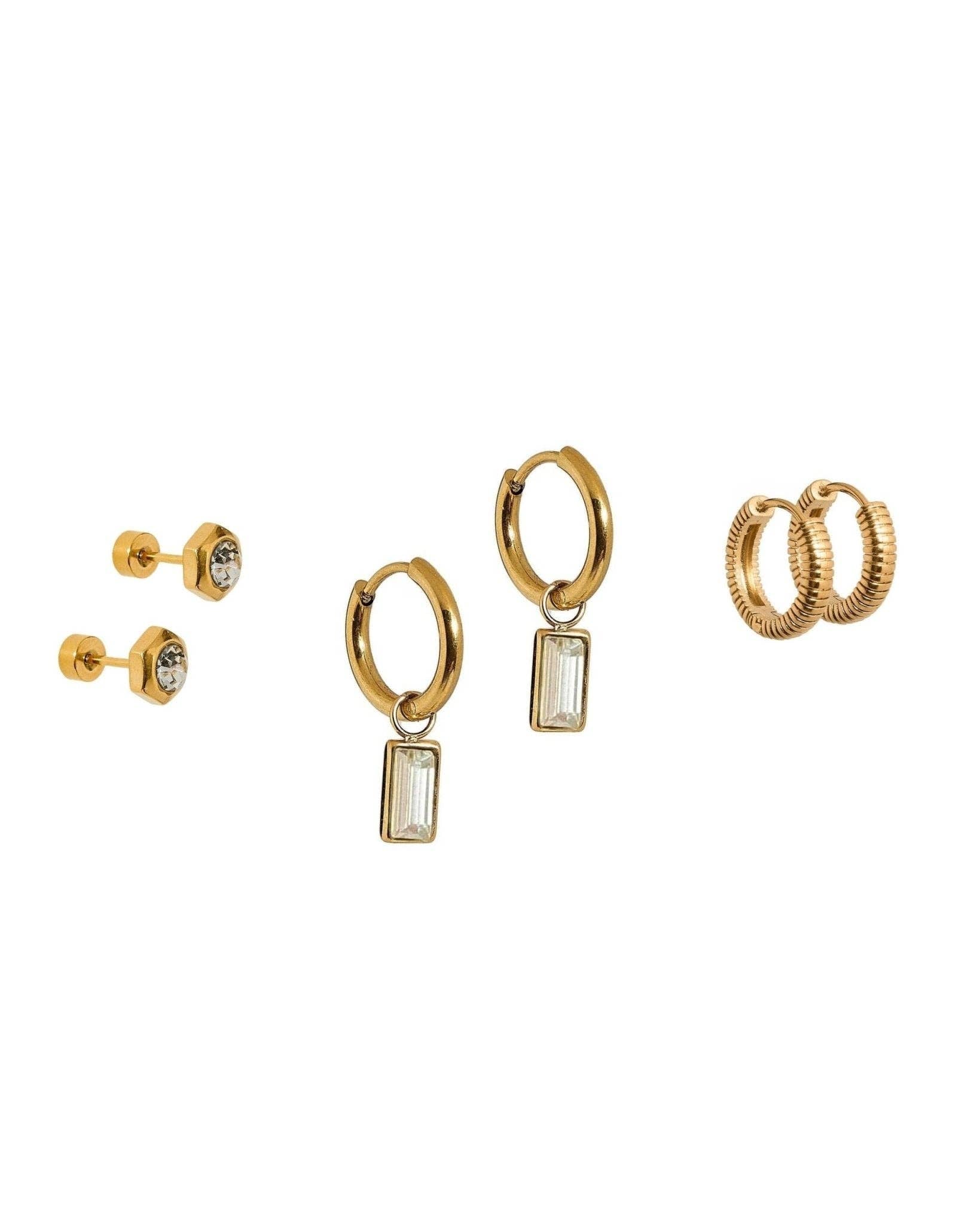 Boston Huggie & Screwback Stud Set