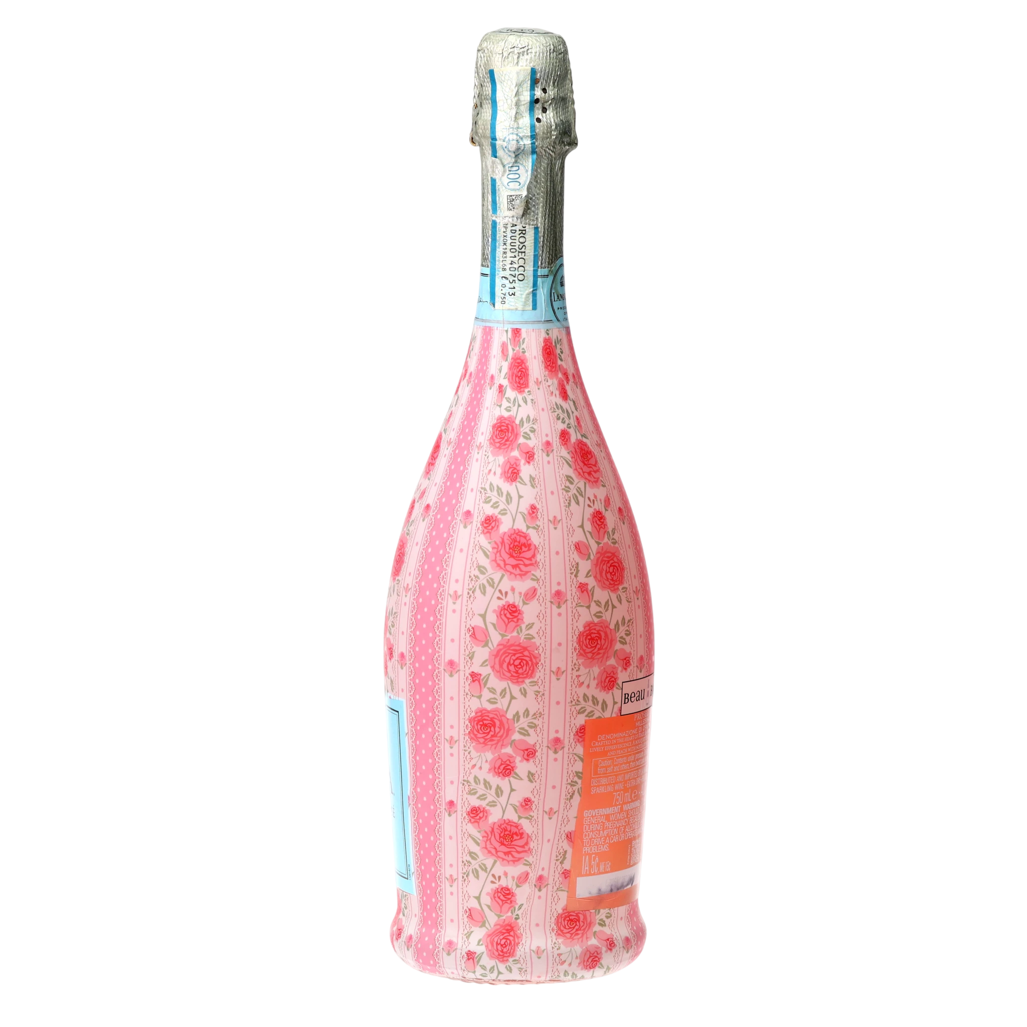 Pink Chateau Rose Stripe Prosecco Bottle Wrap
