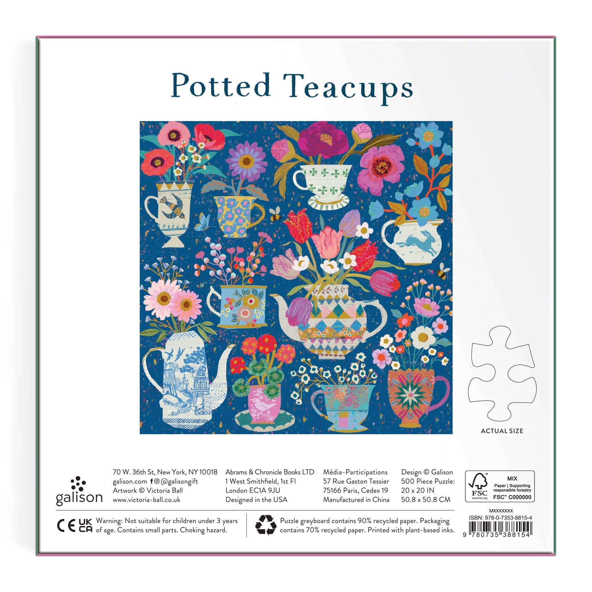 Victoria Ball Potted Teacups 500 Piece Foil Puzzle