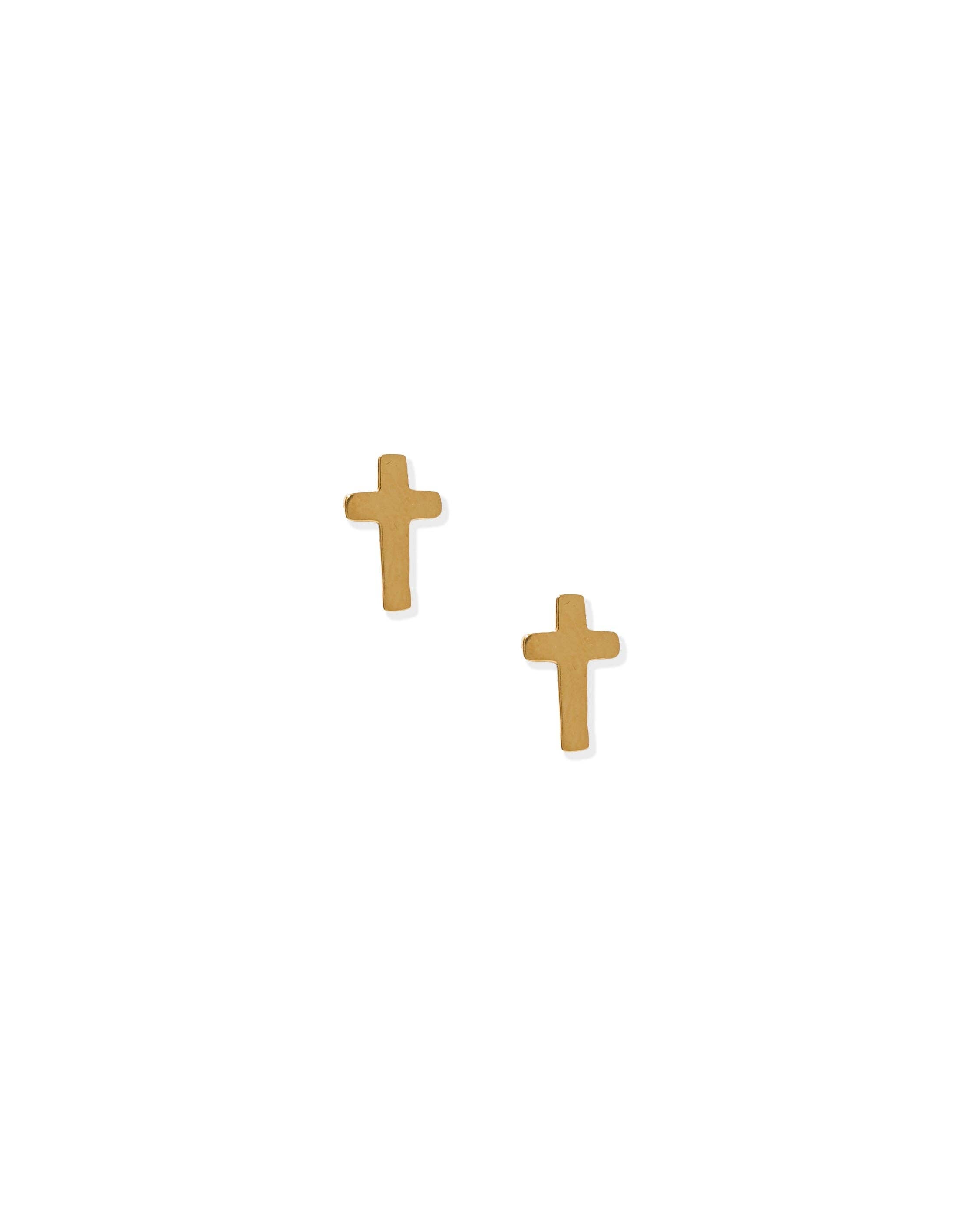 Catherine Gold Cross Screwback Stud Earrings