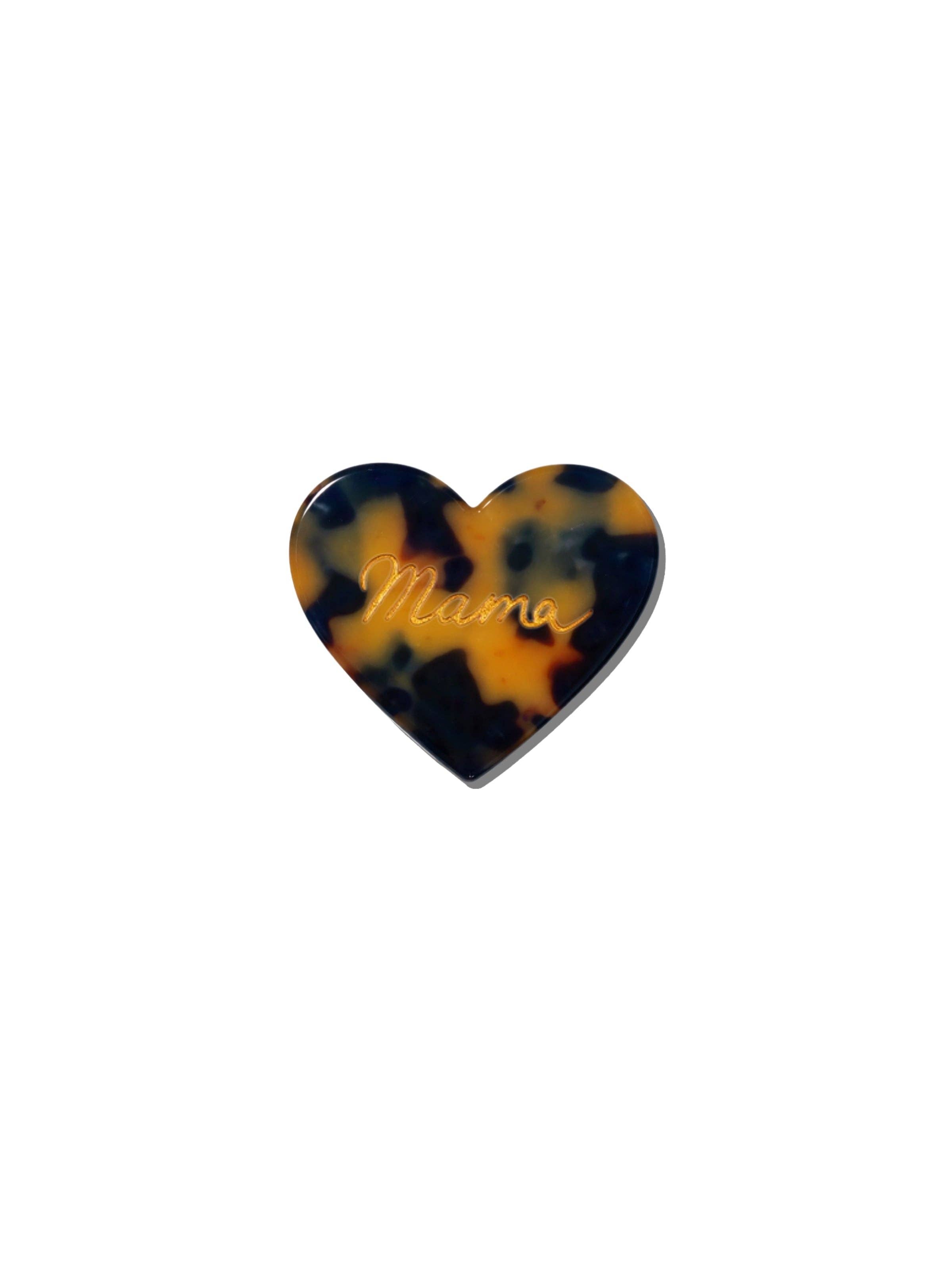 Tortoise 'Mama' Heart Brooch Pin