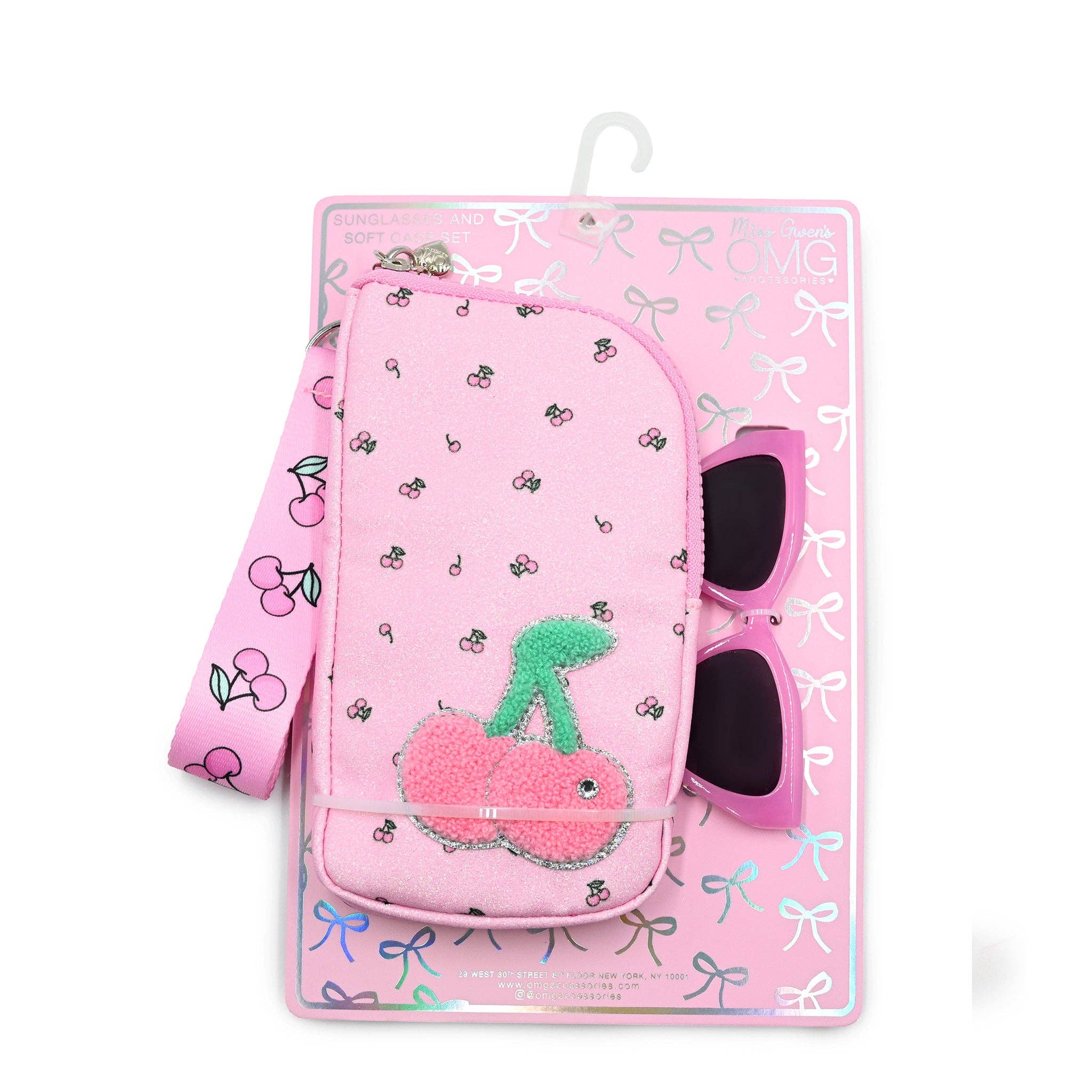 Pink Cherries Wristlet Case and Sunglasses Set