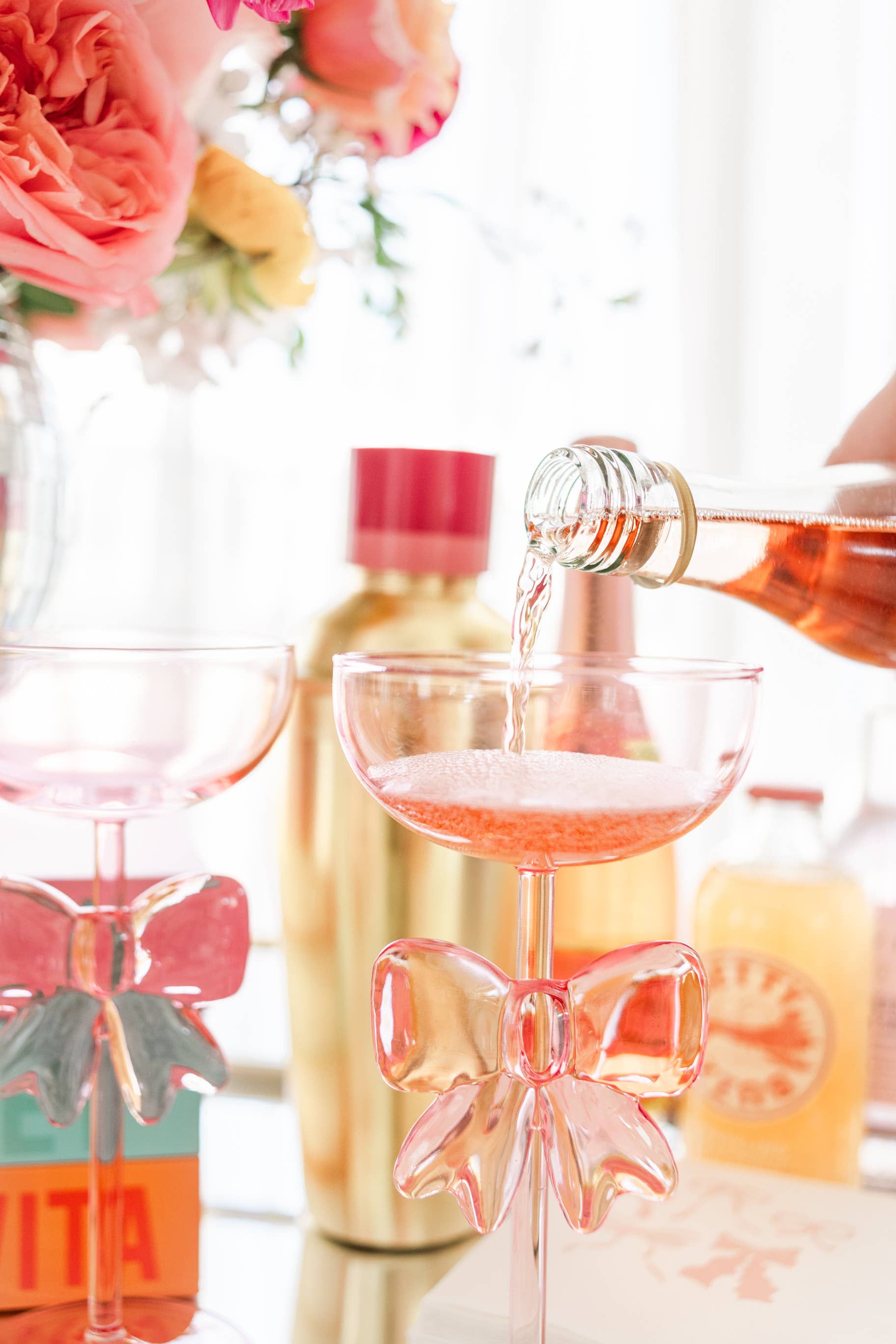 Pink Bow & Bubbly Coupe Glass 