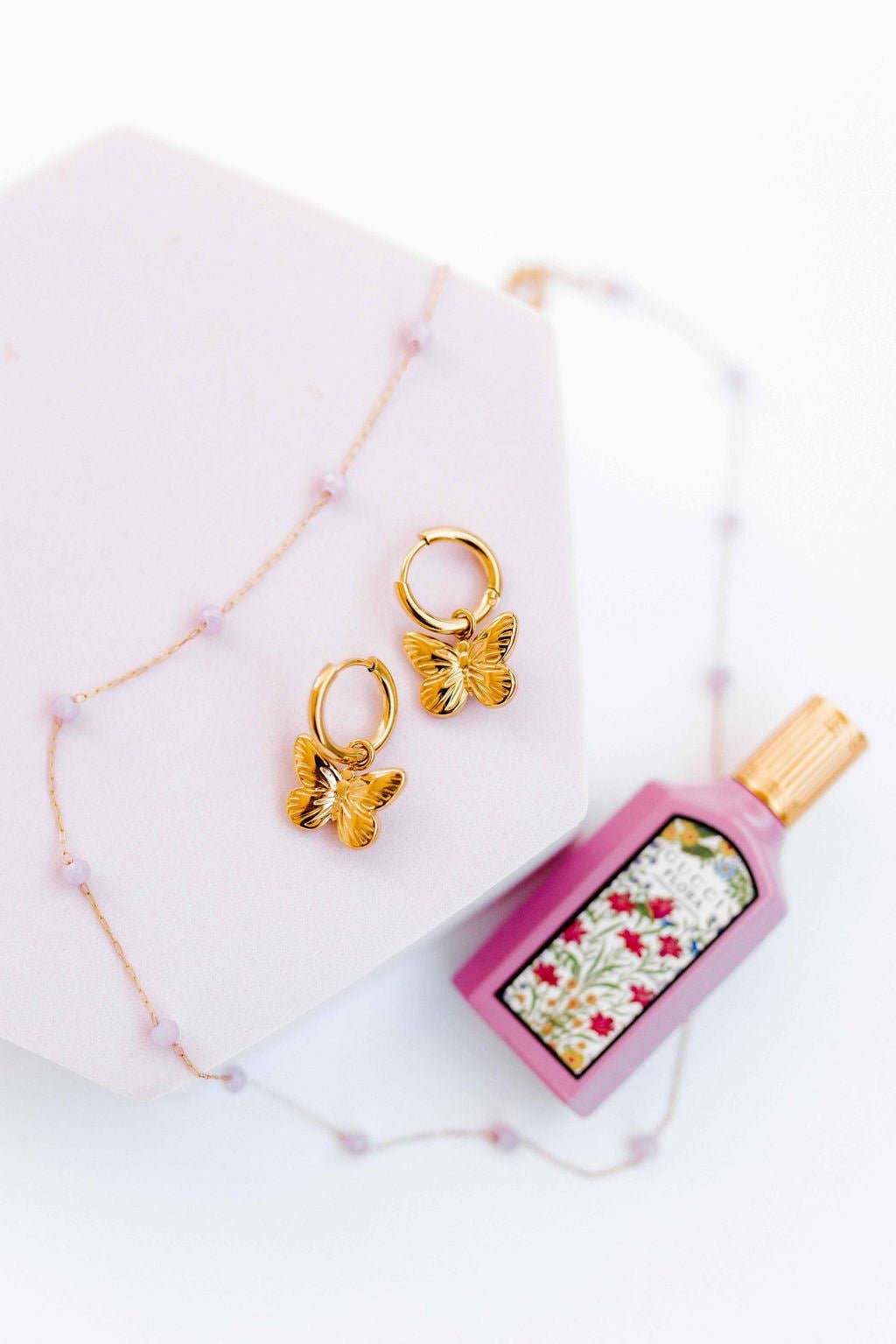 Gold Faye Butterfly Huggie Charm Earrings