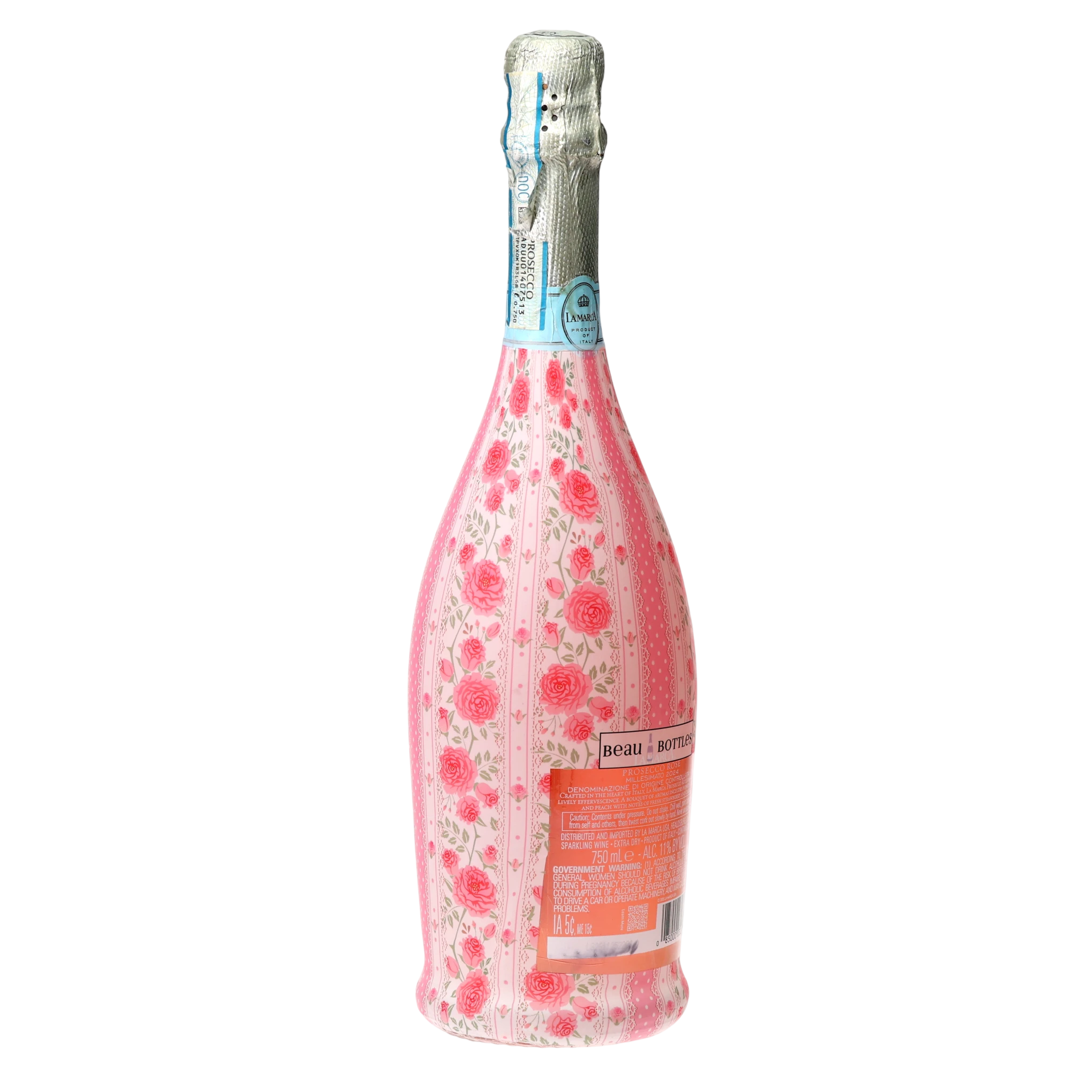 Pink Chateau Rose Stripe Prosecco Bottle Wrap