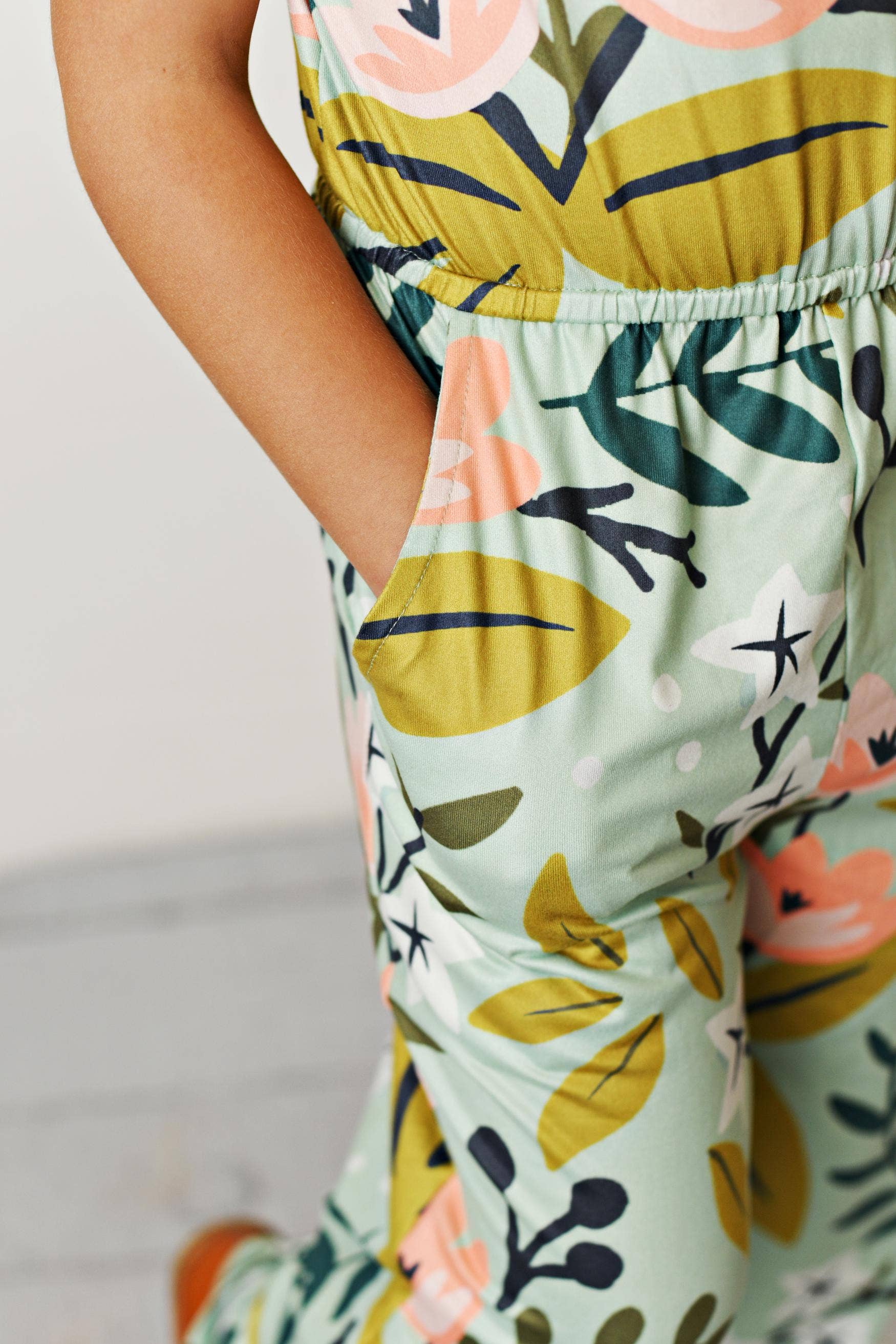 Sage Floral Jumpsuit With Pockets