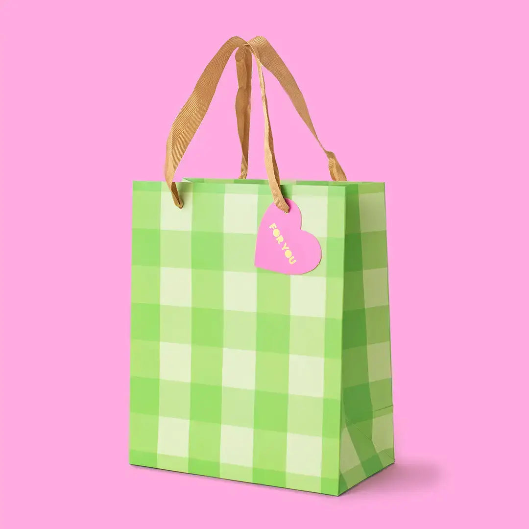 Green Gingham Gift Bags - Medium