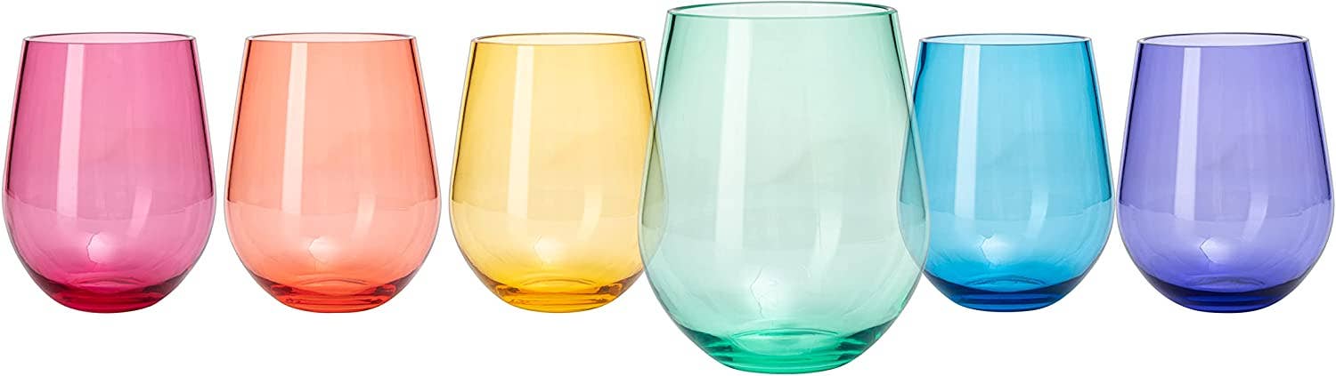 Bright Shatterproof Stemless Wine Glasses