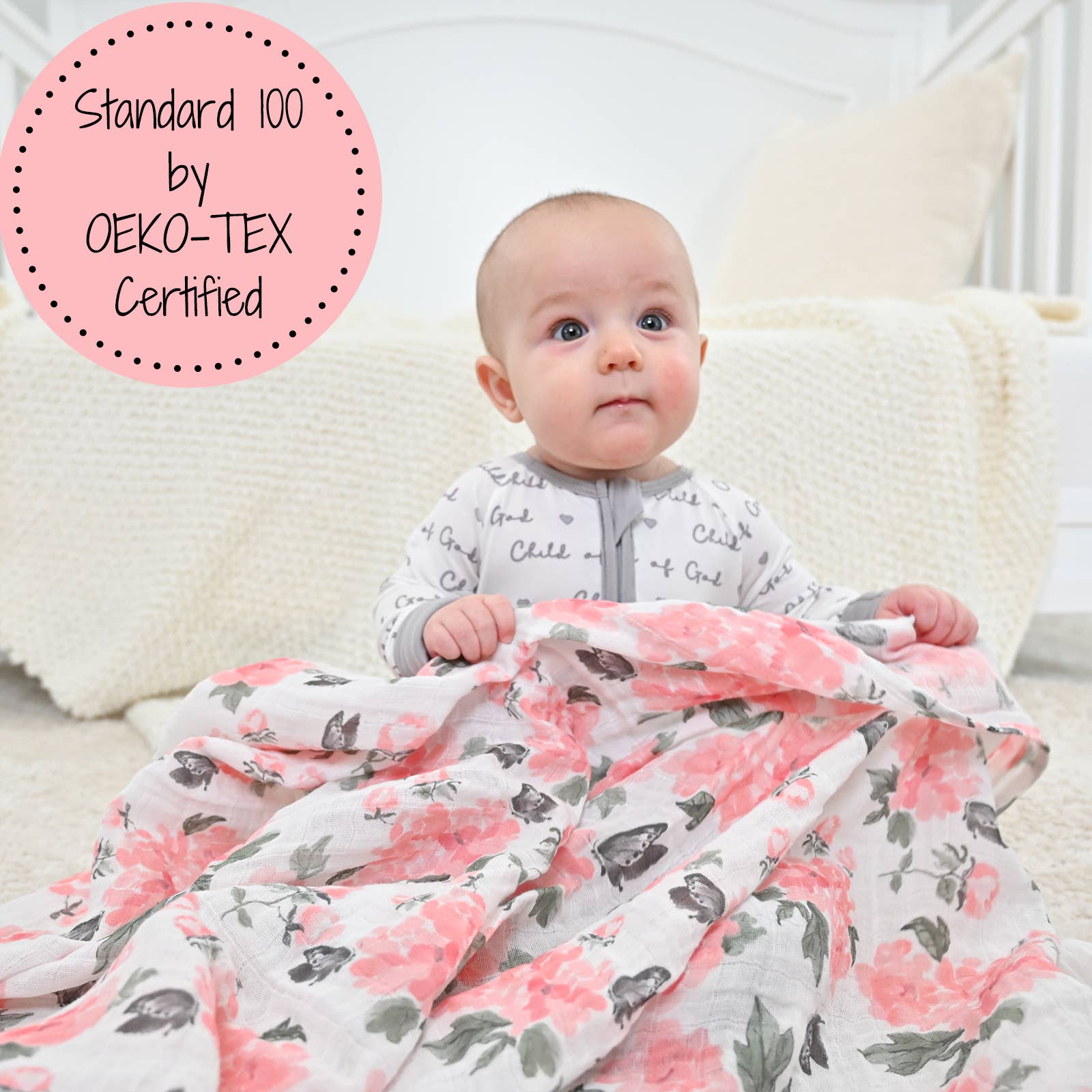 Pretty in Peony Muslin Swaddle Blanket