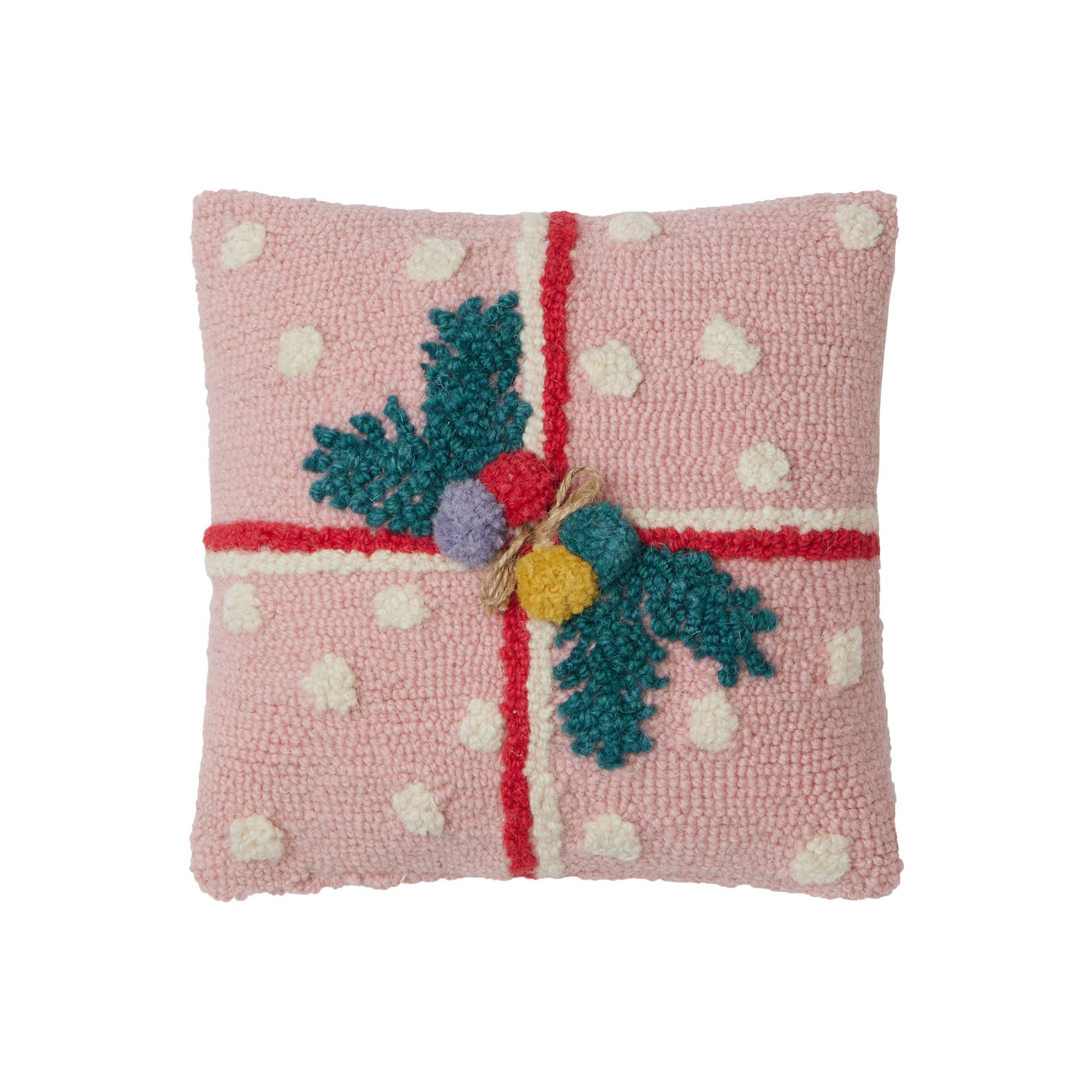Pink Polka Dot Present Pillow