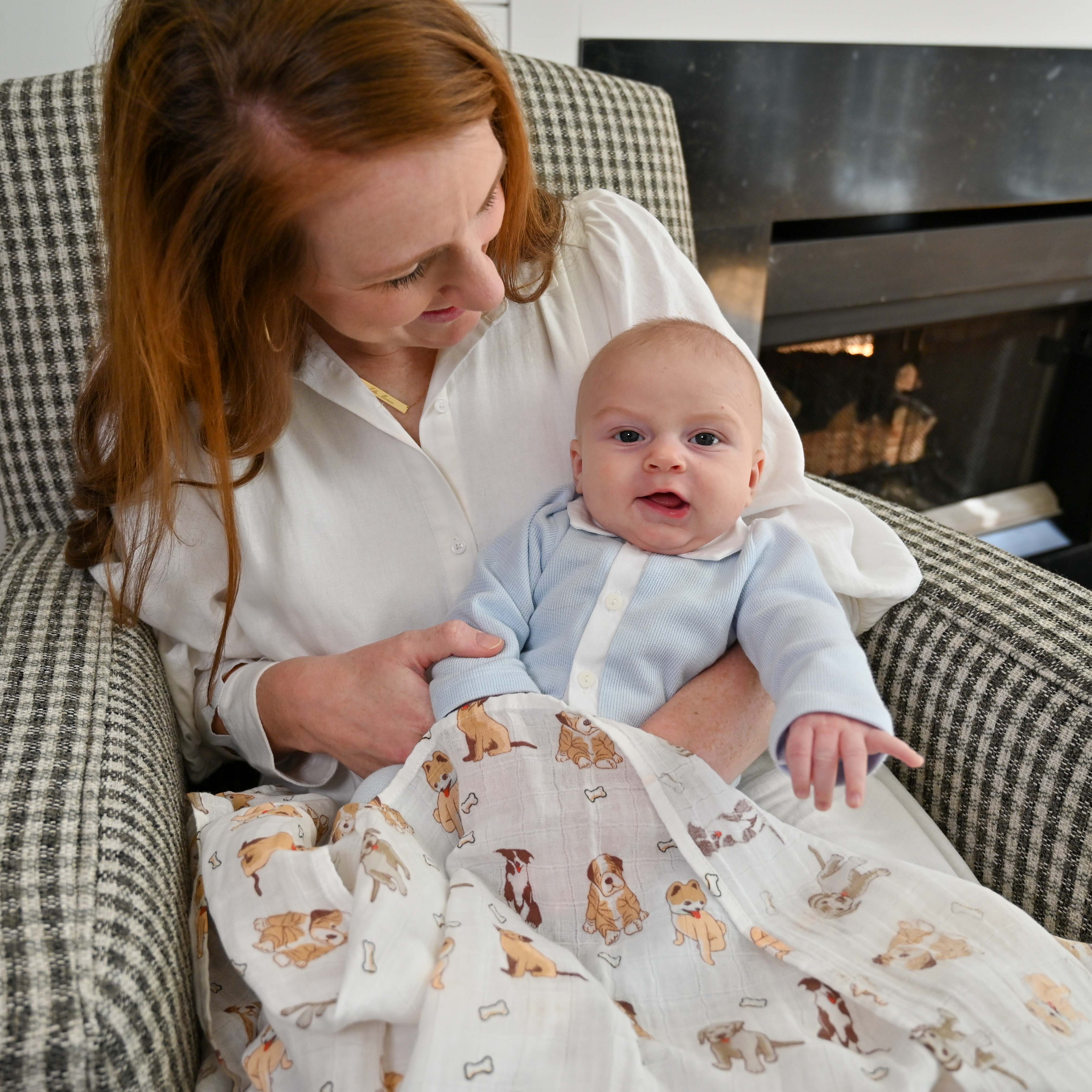 Woof Woof Muslin Swaddle Blanket