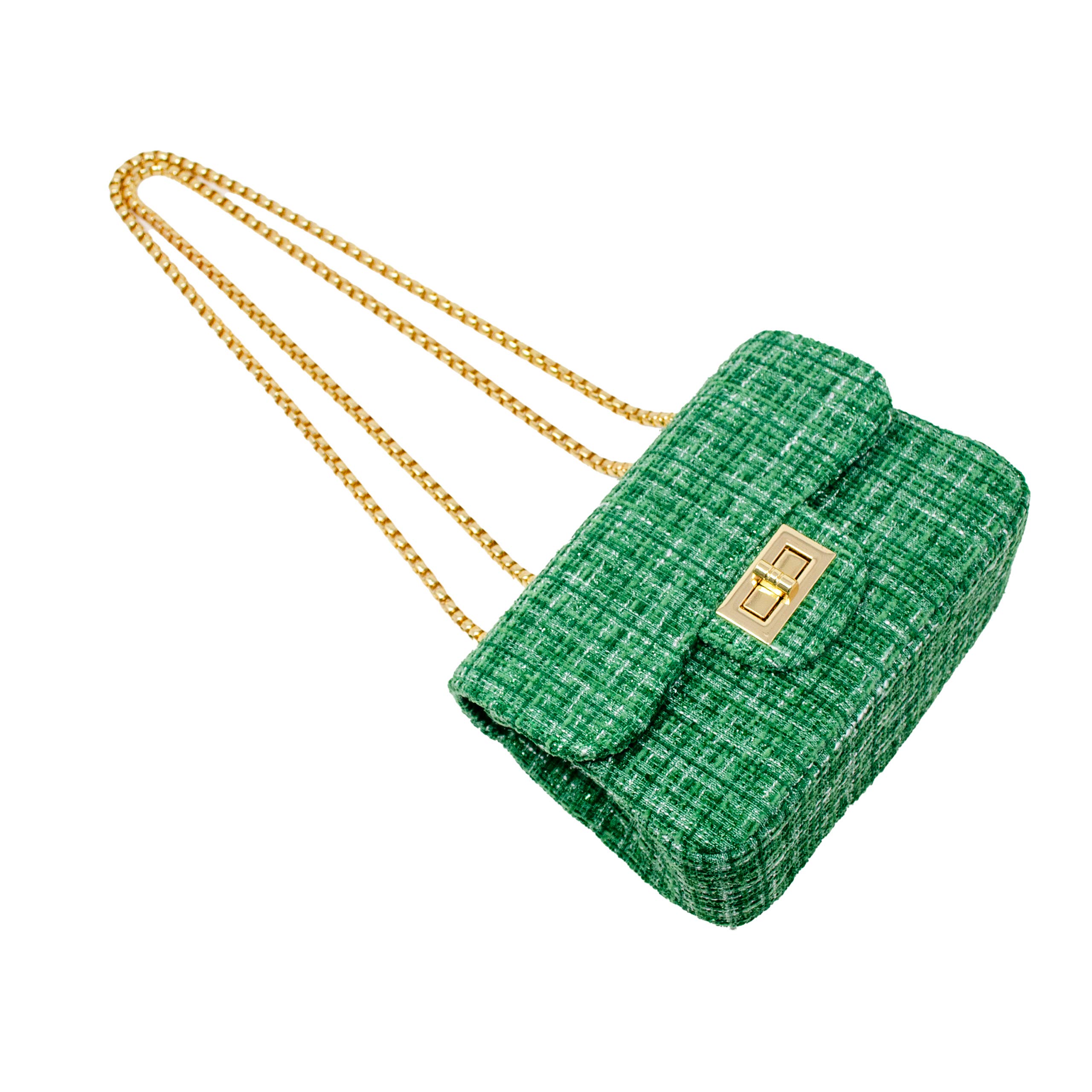 Green Classic Large Tweed Handbag