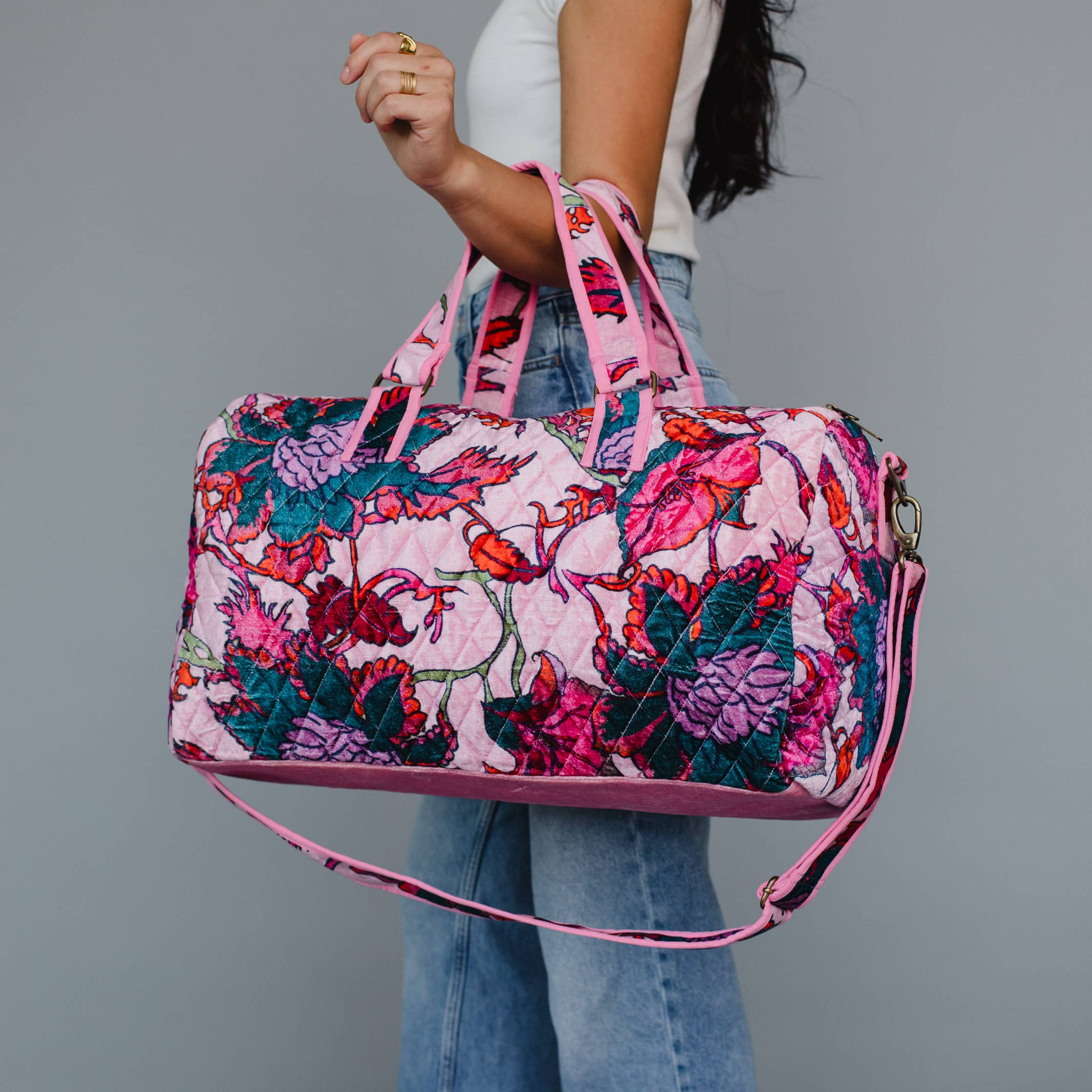 Light Pink Floral Duffel
