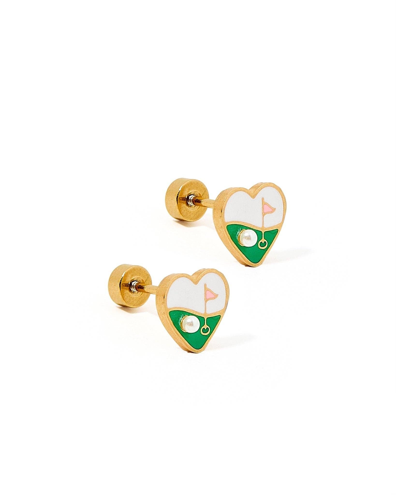 Golf Par-Tee Screwback Stud Earrings