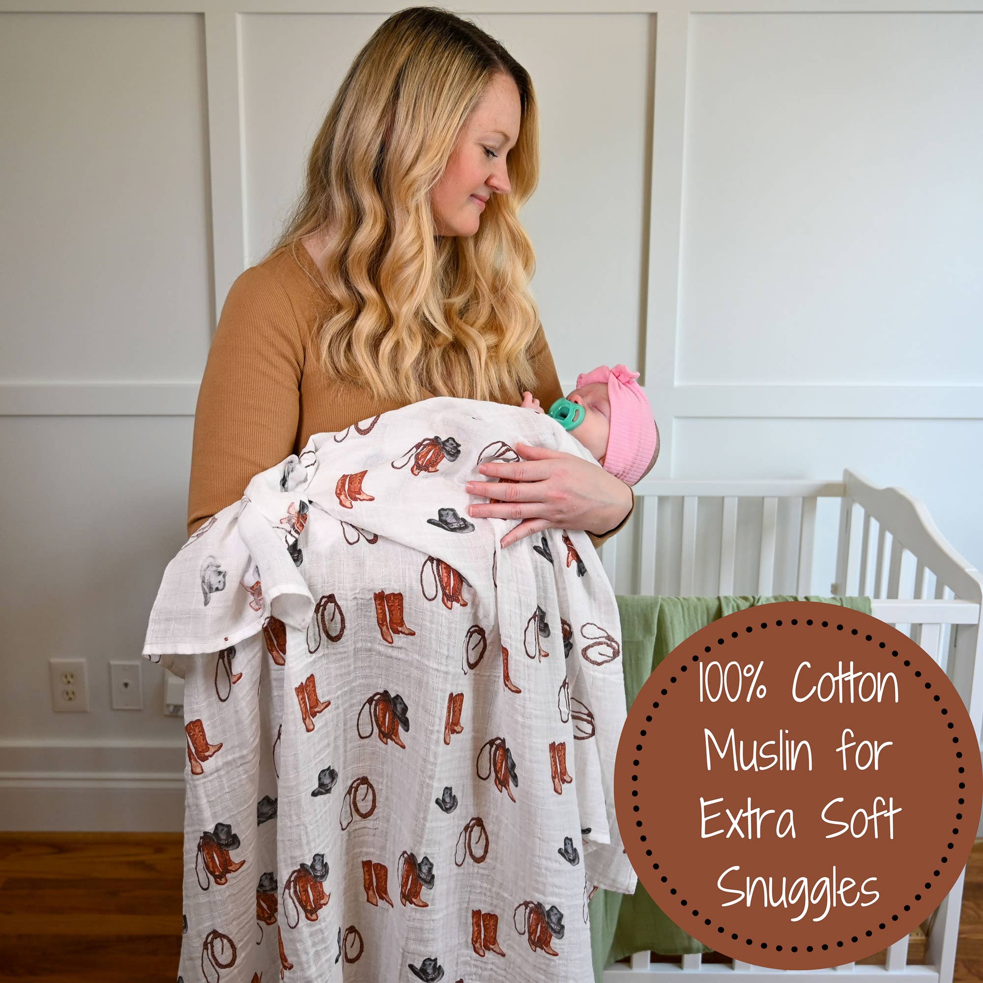 Life Is Better In Boots Muslin Swaddle Blanket