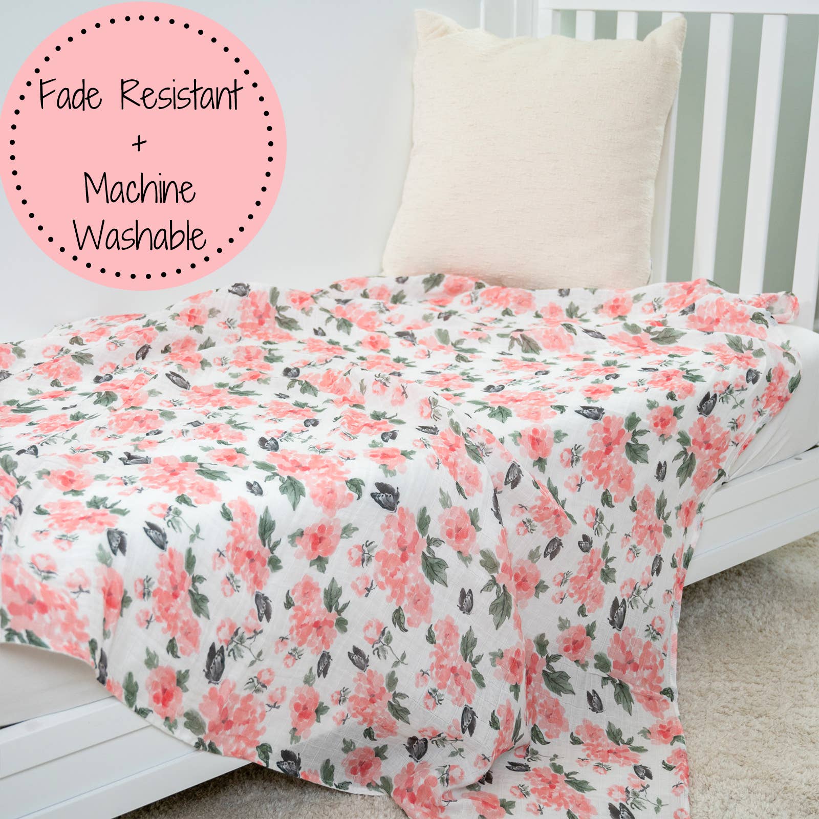 Pretty in Peony Muslin Swaddle Blanket
