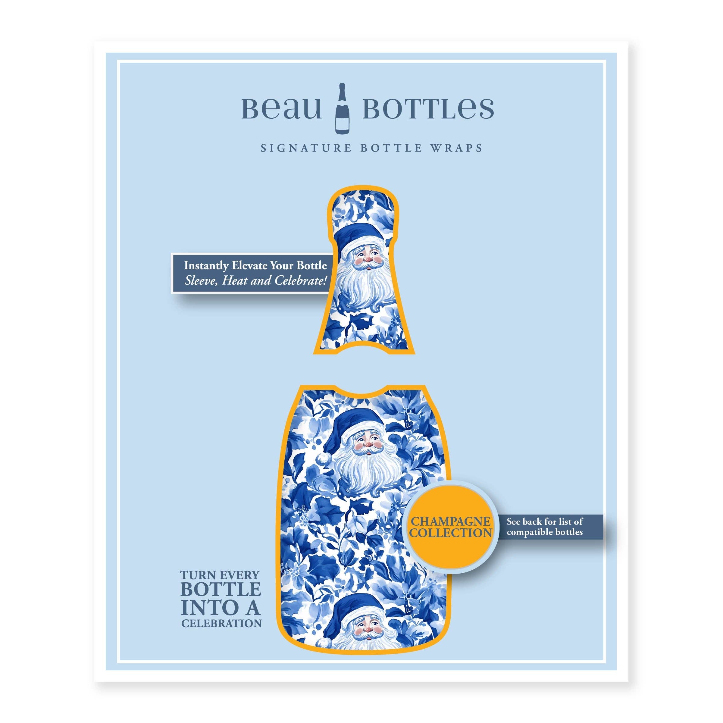 Blue & White Santa - Champagne Collection